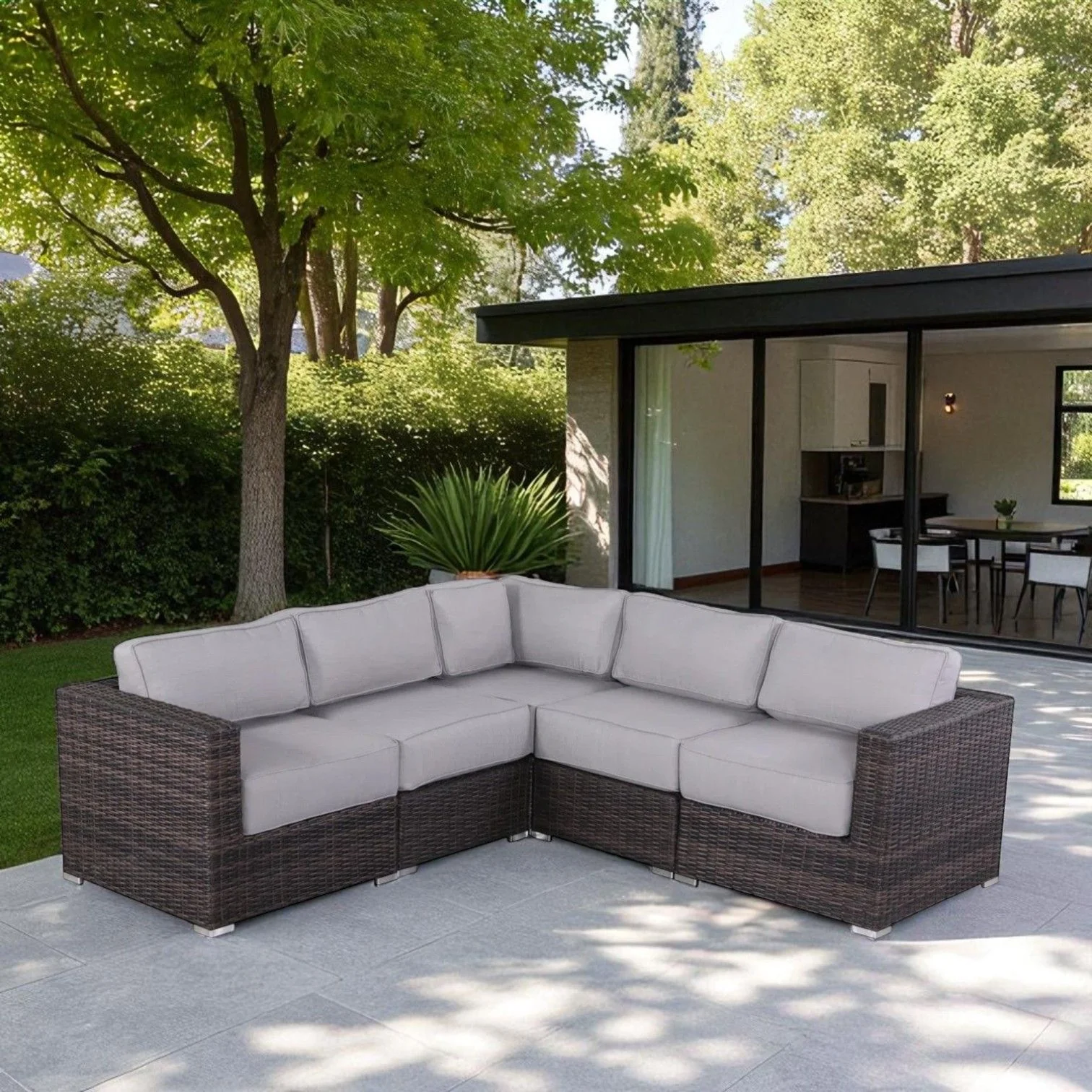 Luxurious Wicker Patio Sectional With Weather Resistant Sunbrella Cushions - Image 6
