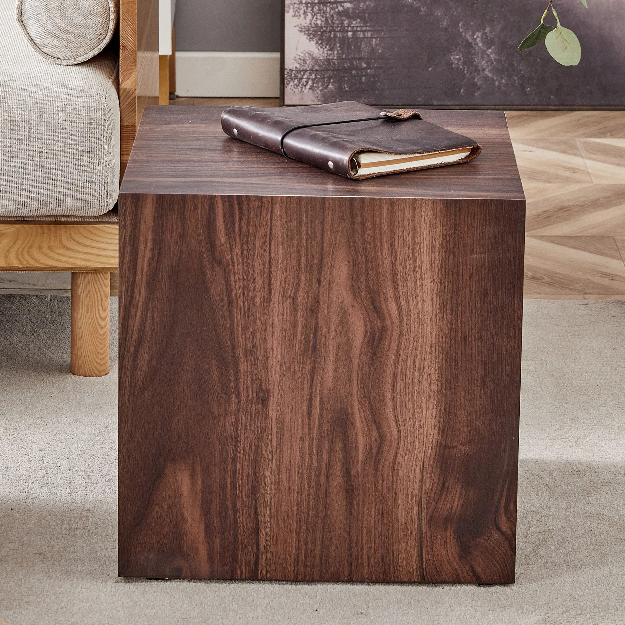 Luxurious Wood Grain Coffee Table Elegant Design For Living Room - Walnut - Image 2