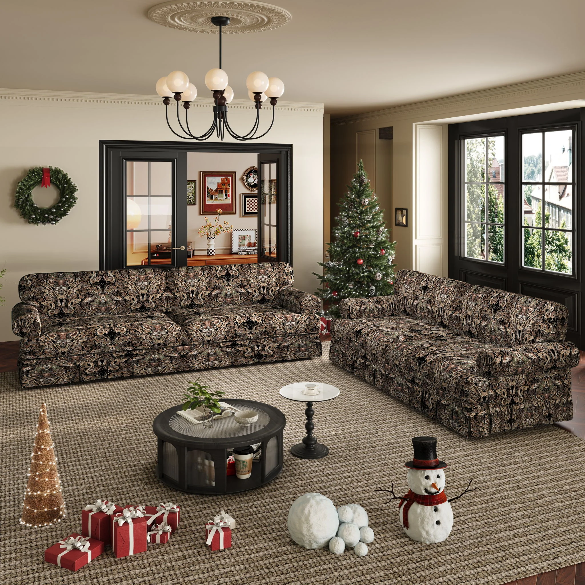 Luxuriously Comfortable Cloud Couch Sofa With Elegant Rolled Arms & Pleated Skirt Design - Image 13