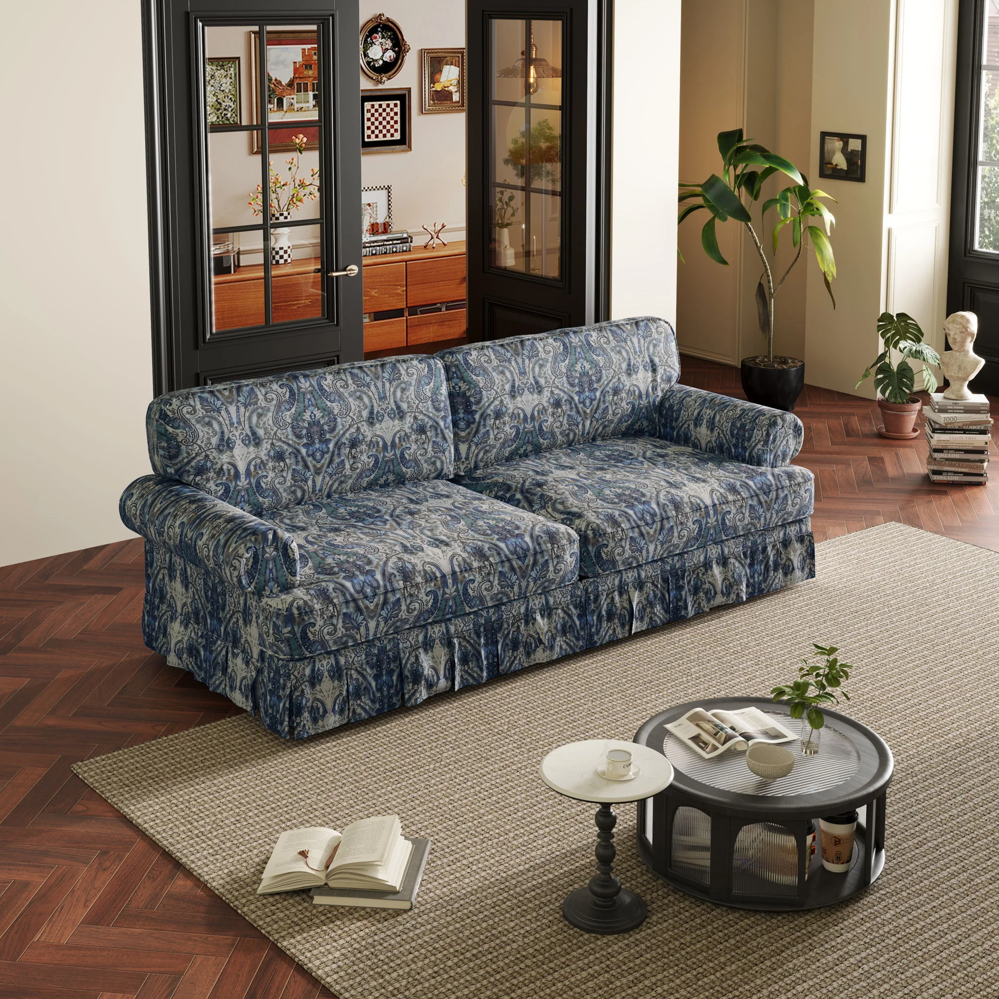 Luxuriously Comfortable Cloud Couch With Elegant Rolled Arms & Pleated Skirt Design - Image 4