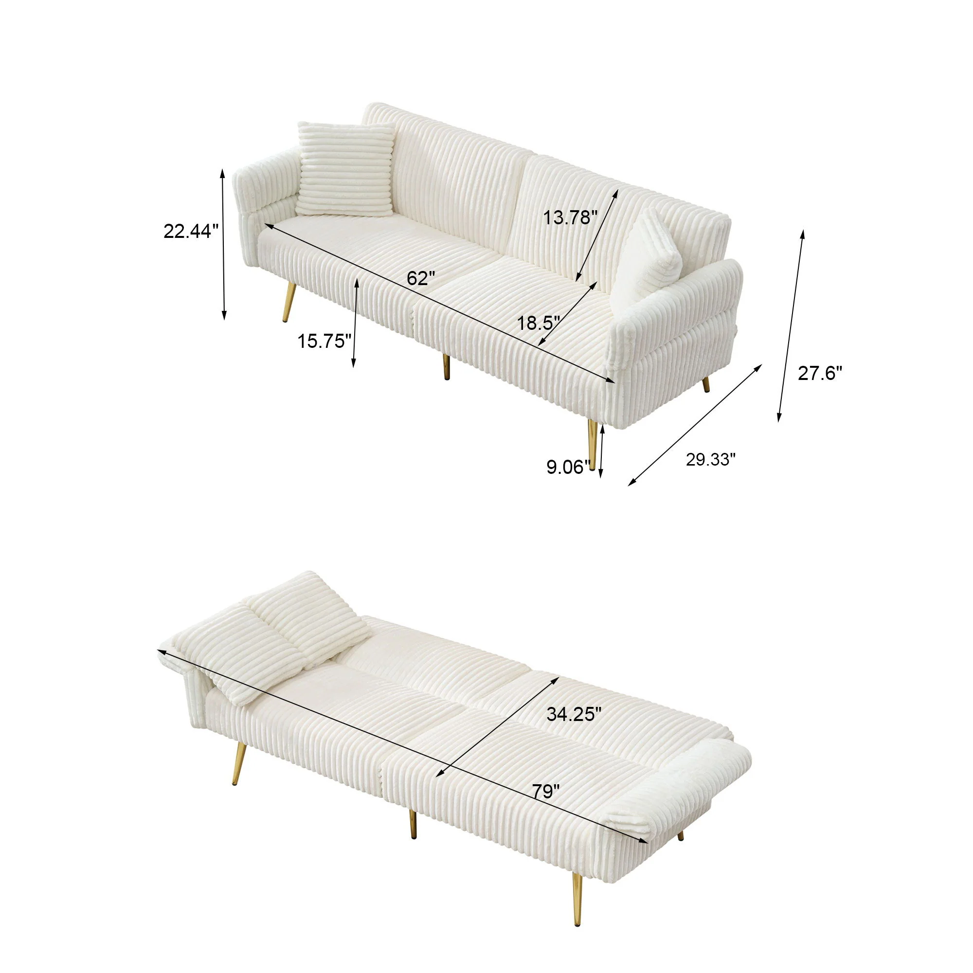 Luxury Foldable Double Sofa Bed With Folding Armrests - Image 6