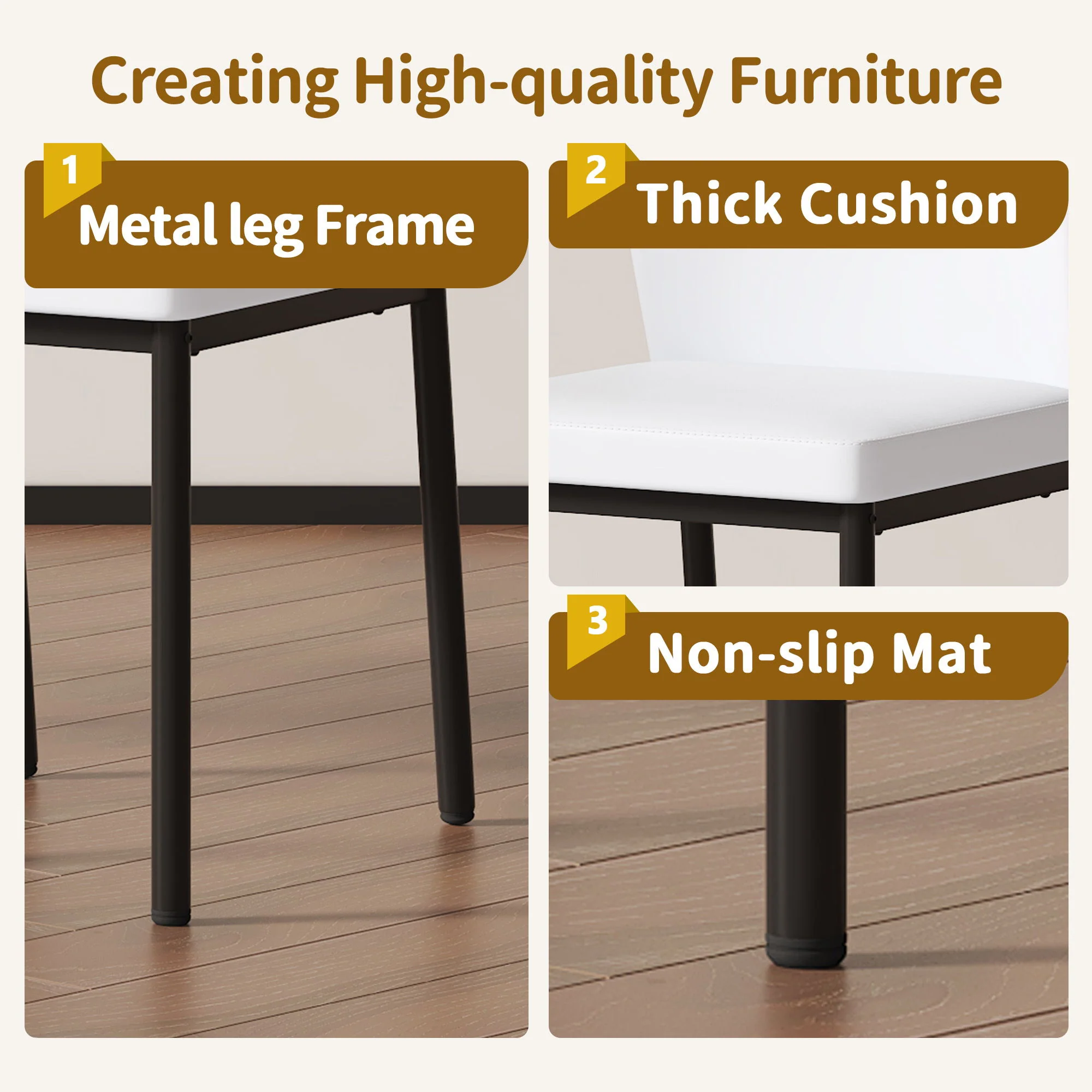 Ergonomic Simple Chair With Metal Leg - Image 2