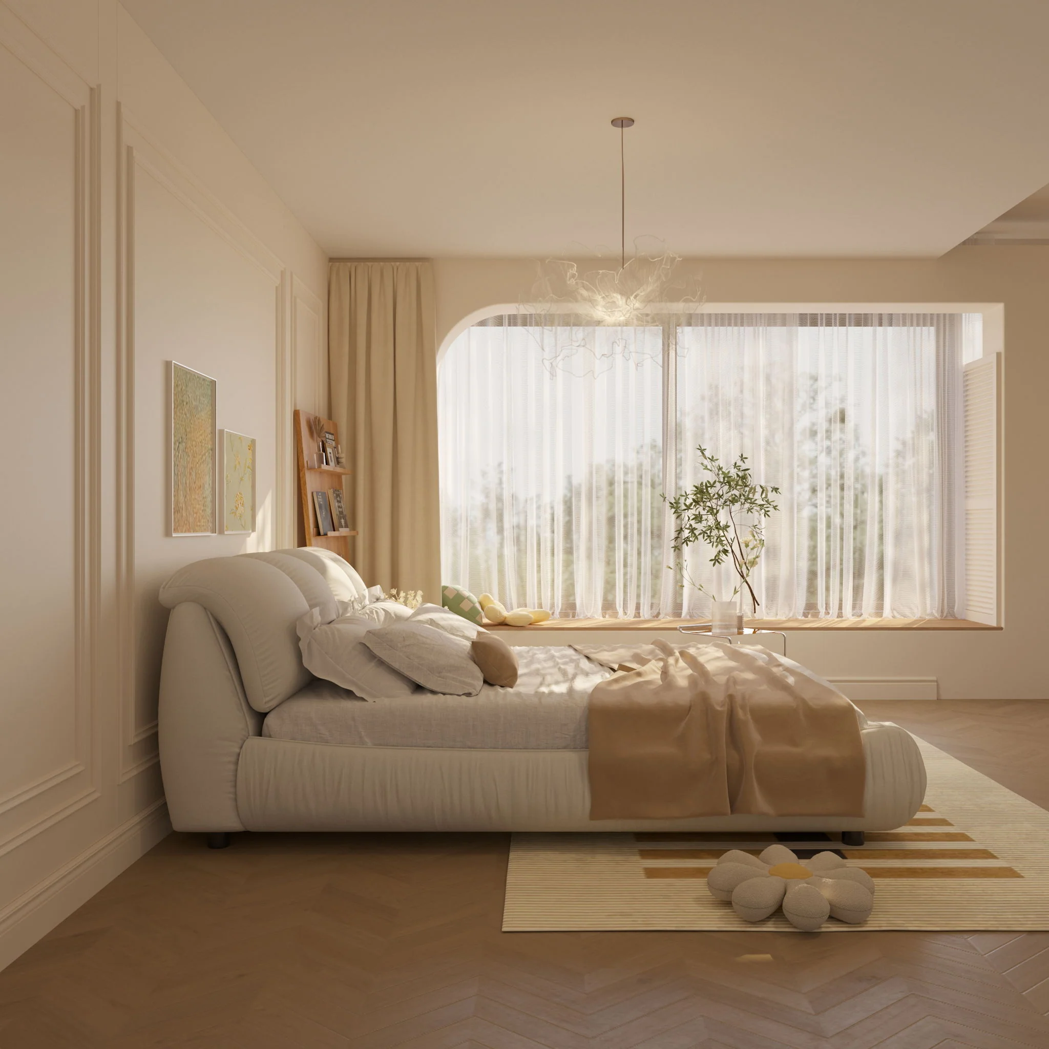Luxury Upholstered Platform Bed With Oversized Padded Backrest And Solid Wood Frame - Image 37