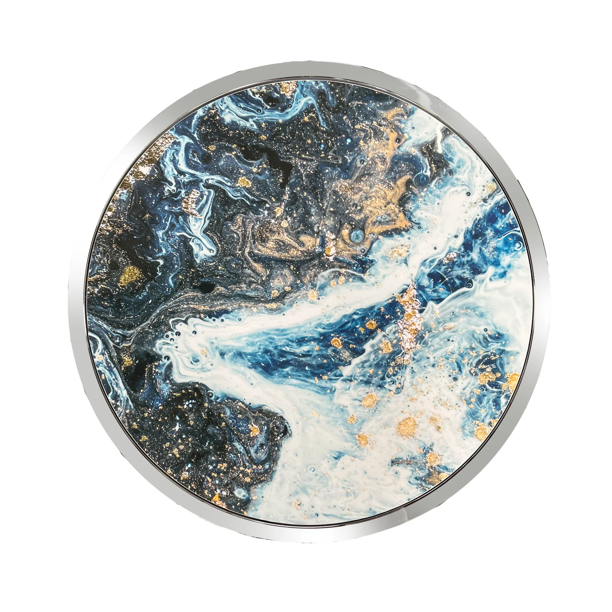 Lyda - Marble Print End Table - Blue - Image 4