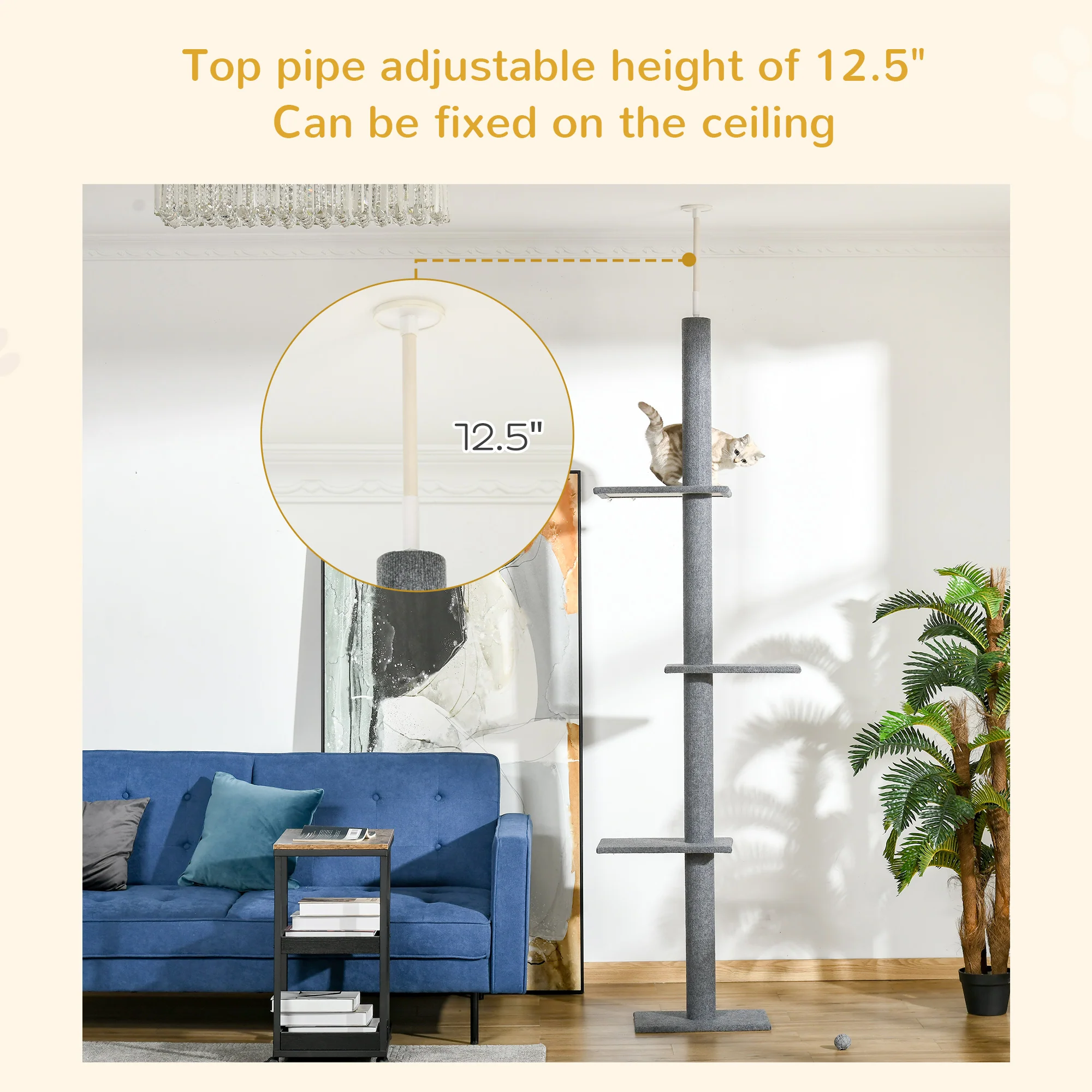 Lyrid 8.5' Floor-to-Ceiling Adjustable Cat Climbing Tower with Tension Rod - Image 2