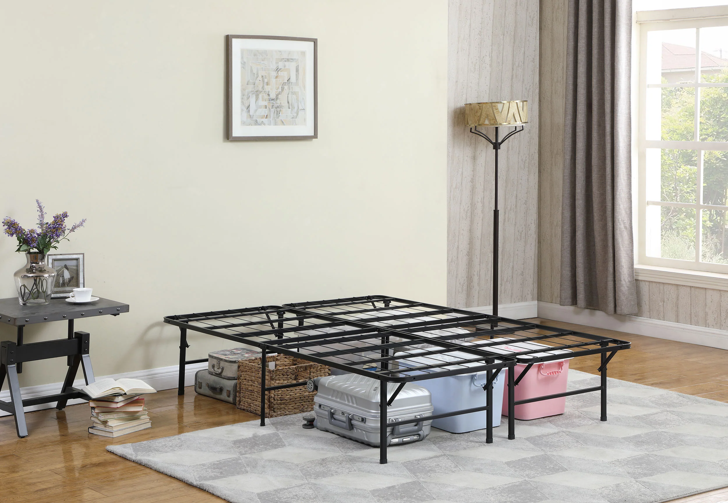 Mabel Metal Queen Mattress Support Platform Bed - Black - Image 4