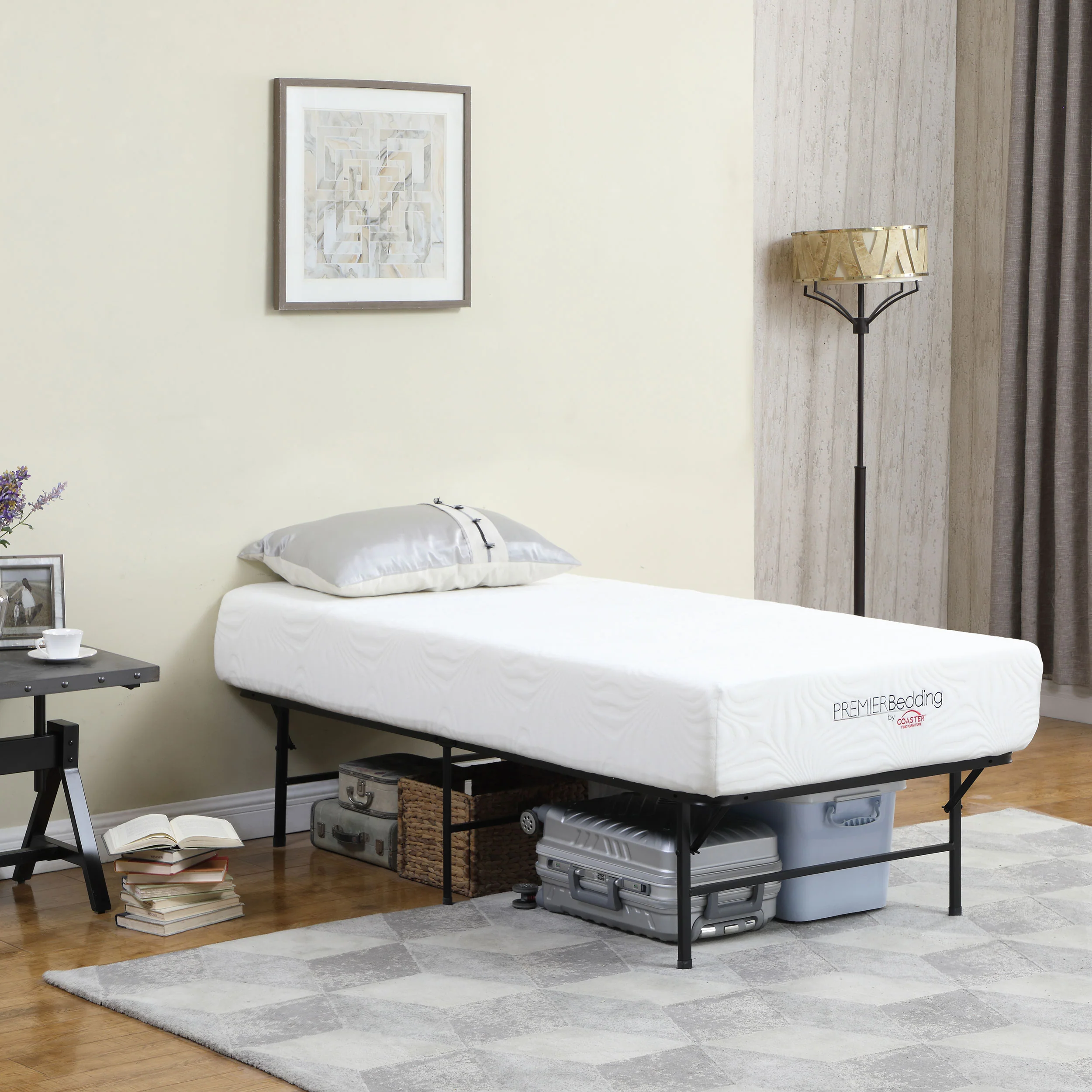 Mabel Metal Twin Mattress Support Platform Bed, Black - Image 4
