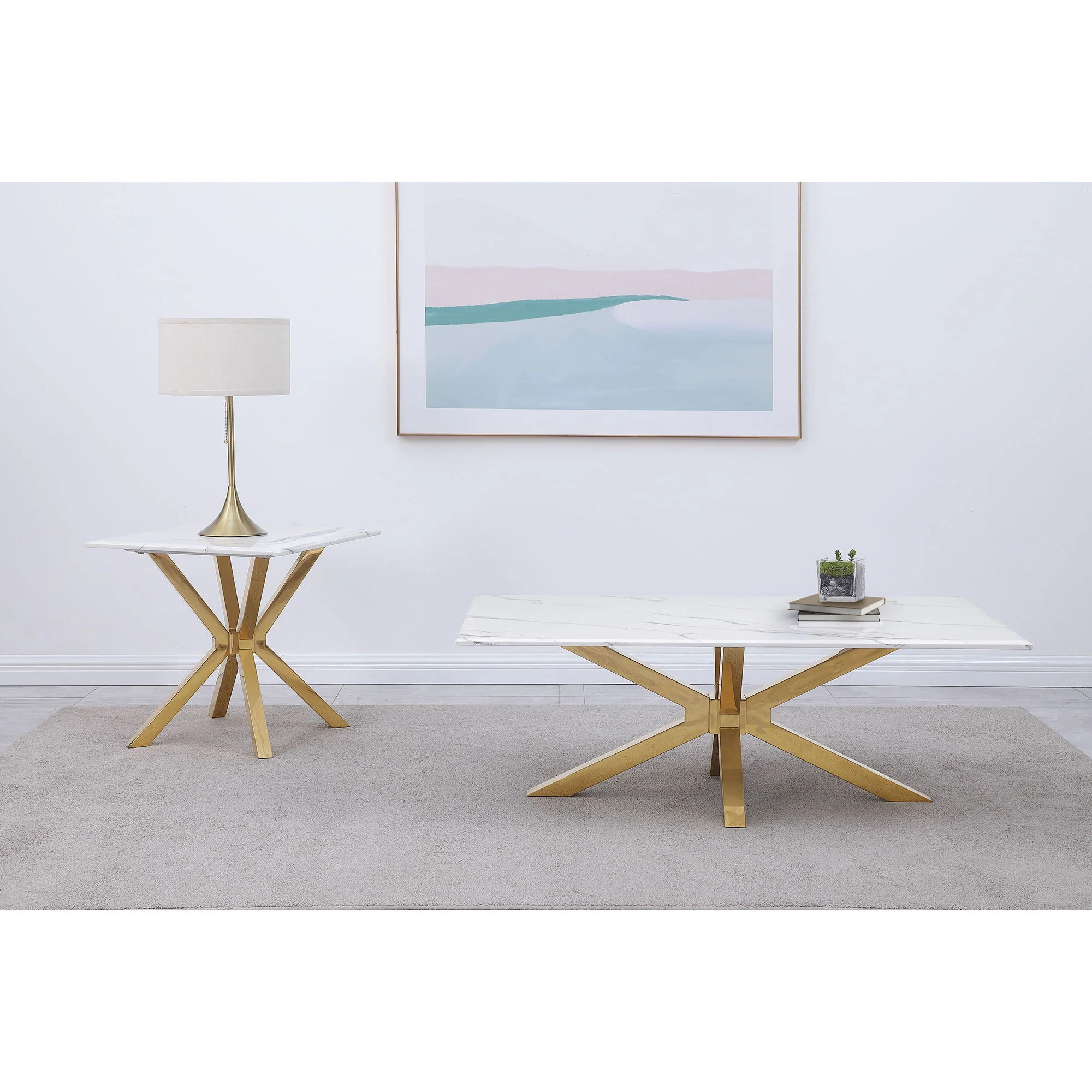 Maciel - Coffee Table With Accents - White Marble - Image 2