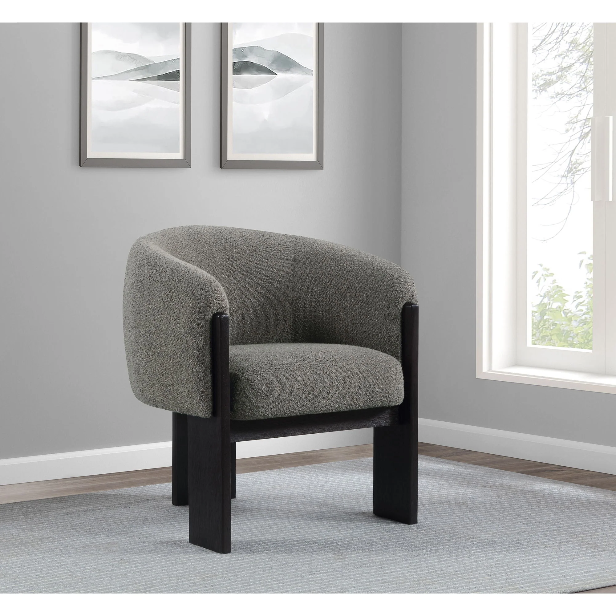 Maciel - Upholstered Barrel Back Accent Chair - Mushroom - Image 7