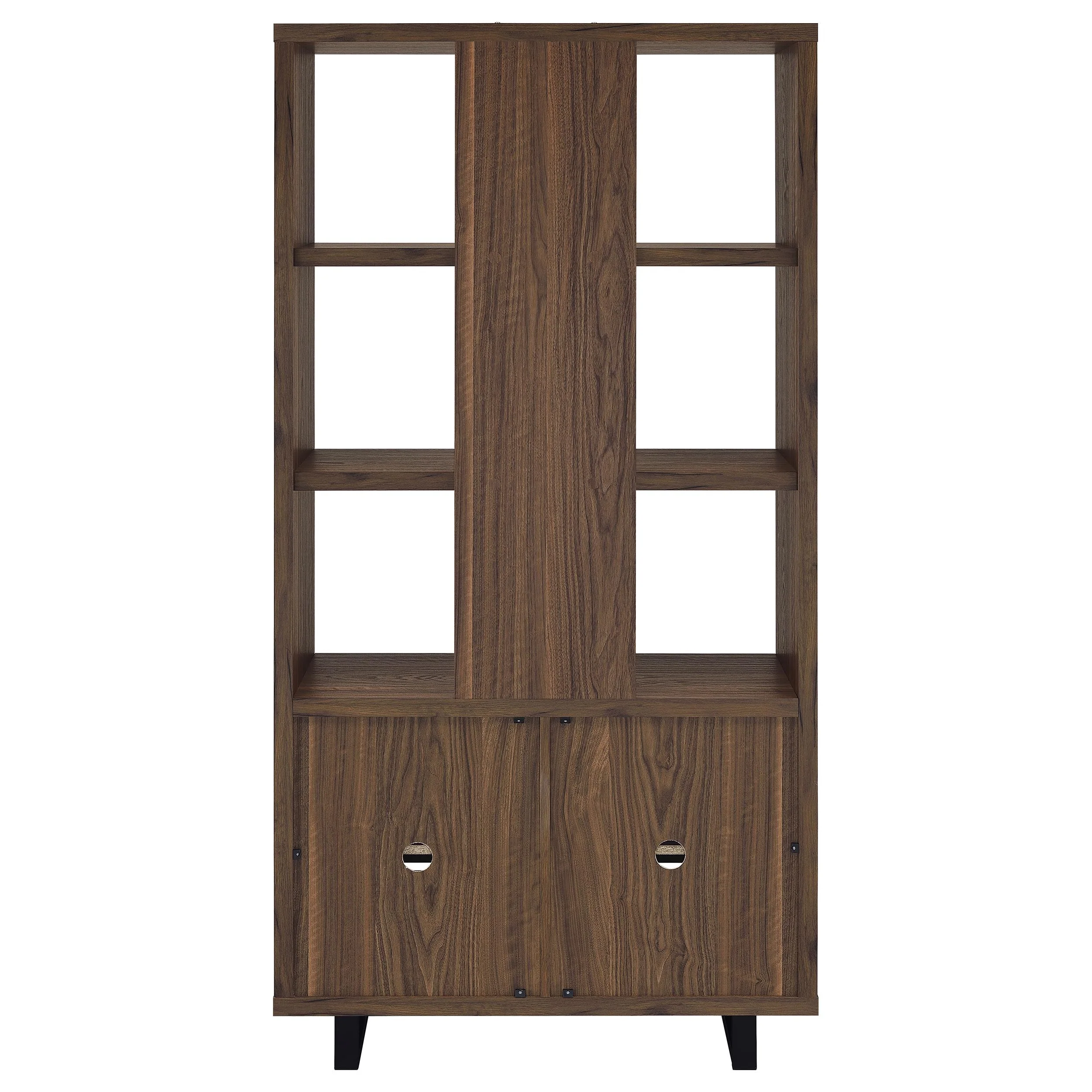Maddox 71-Inch 3-Shelf Cabinet Bookcase in Walnut - Image 7