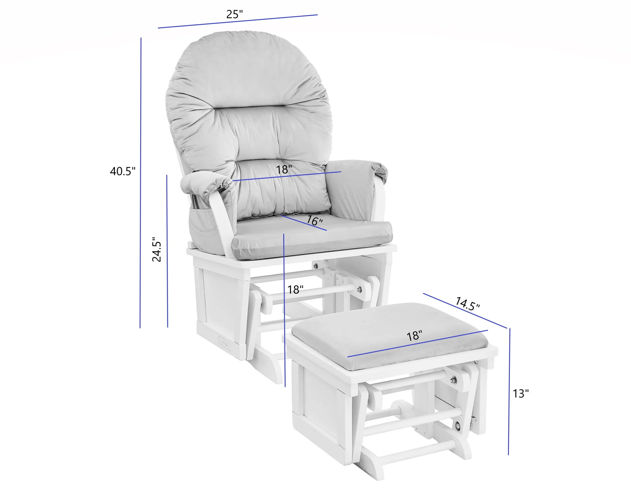 Madison - Glider And Ottoman - Gray - Image 3