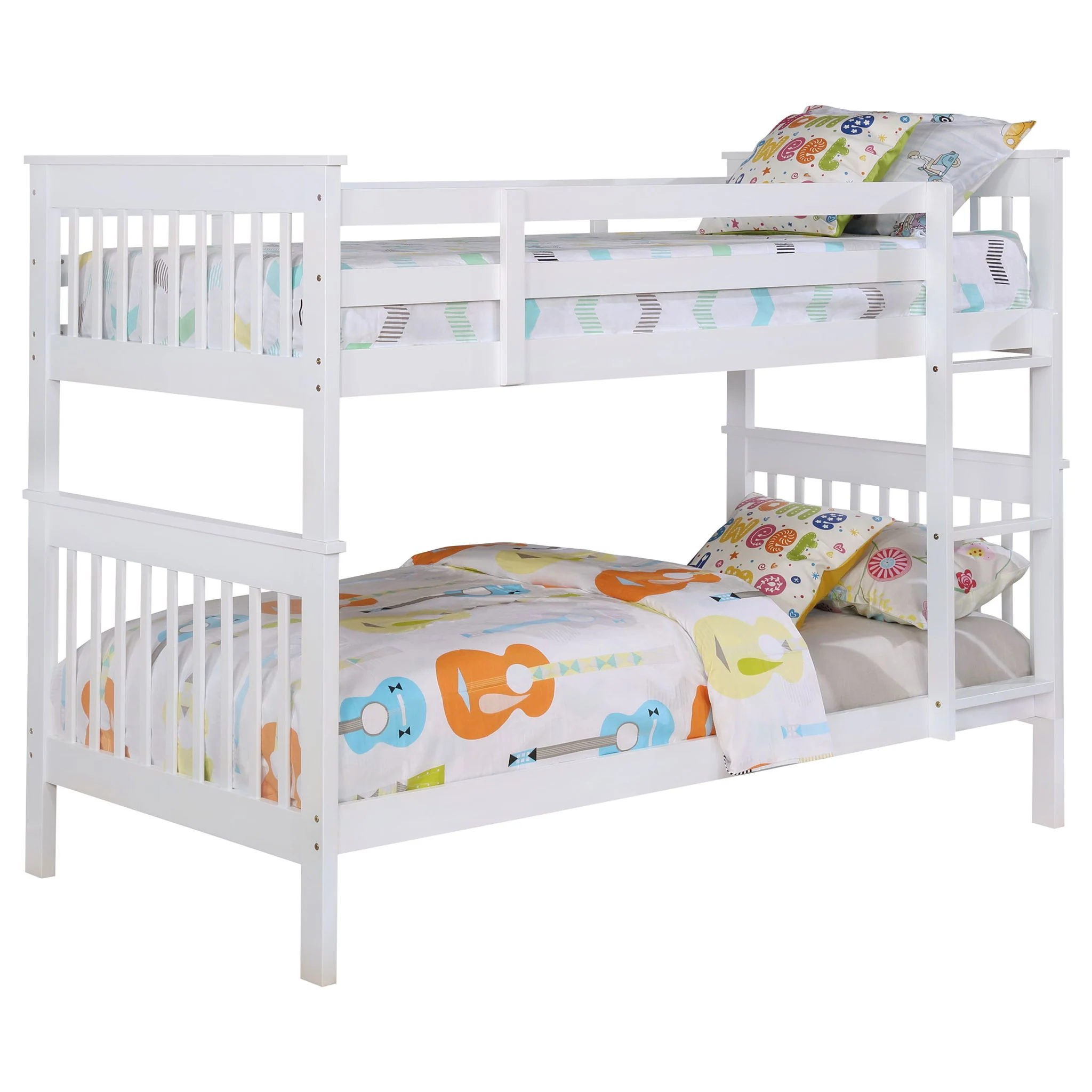 Madison - Twin Over Twin Bunk Bed With Slatted Design - White - Image 3