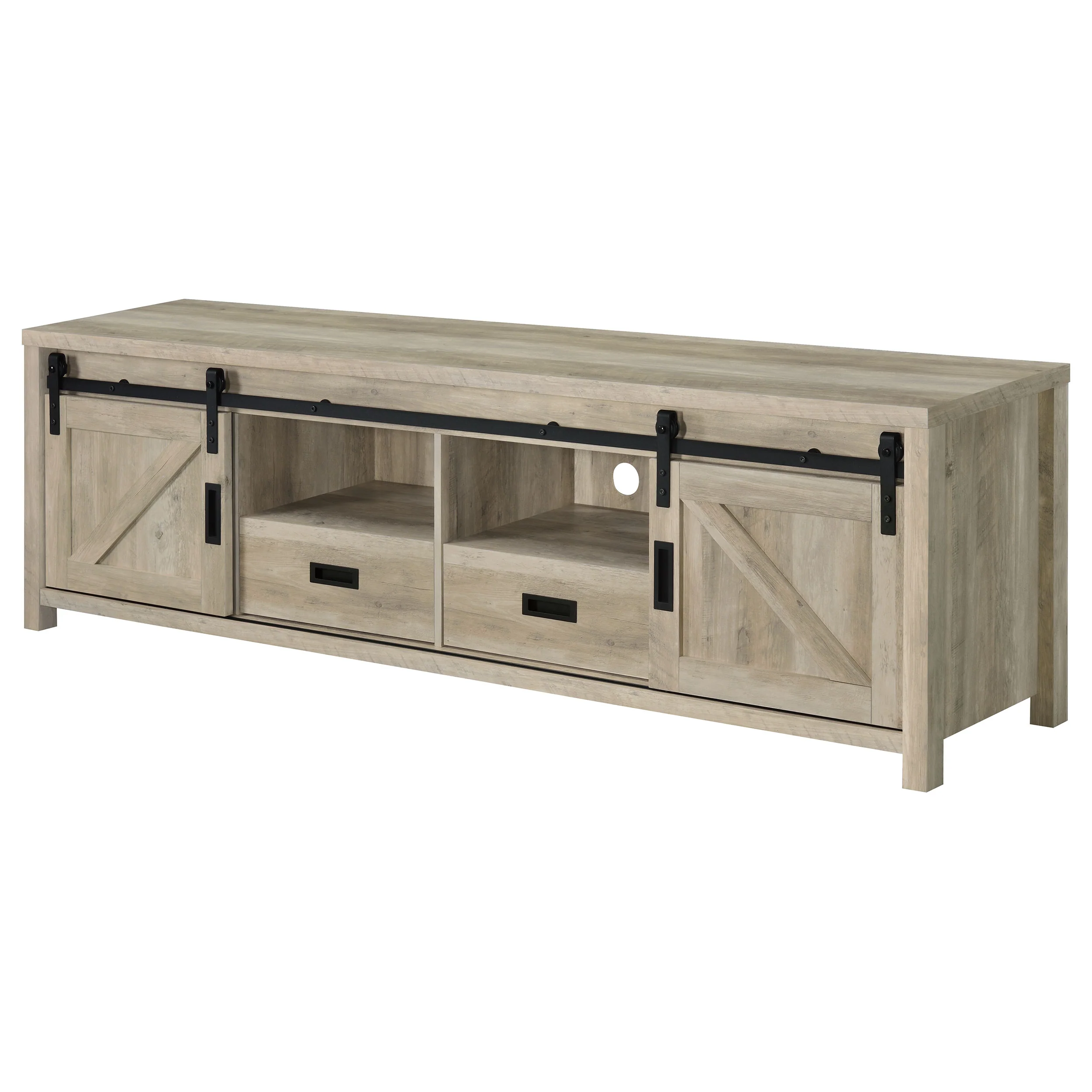 Madra 2-Door TV Stand 79 Inch Distressed Pine - Image 6