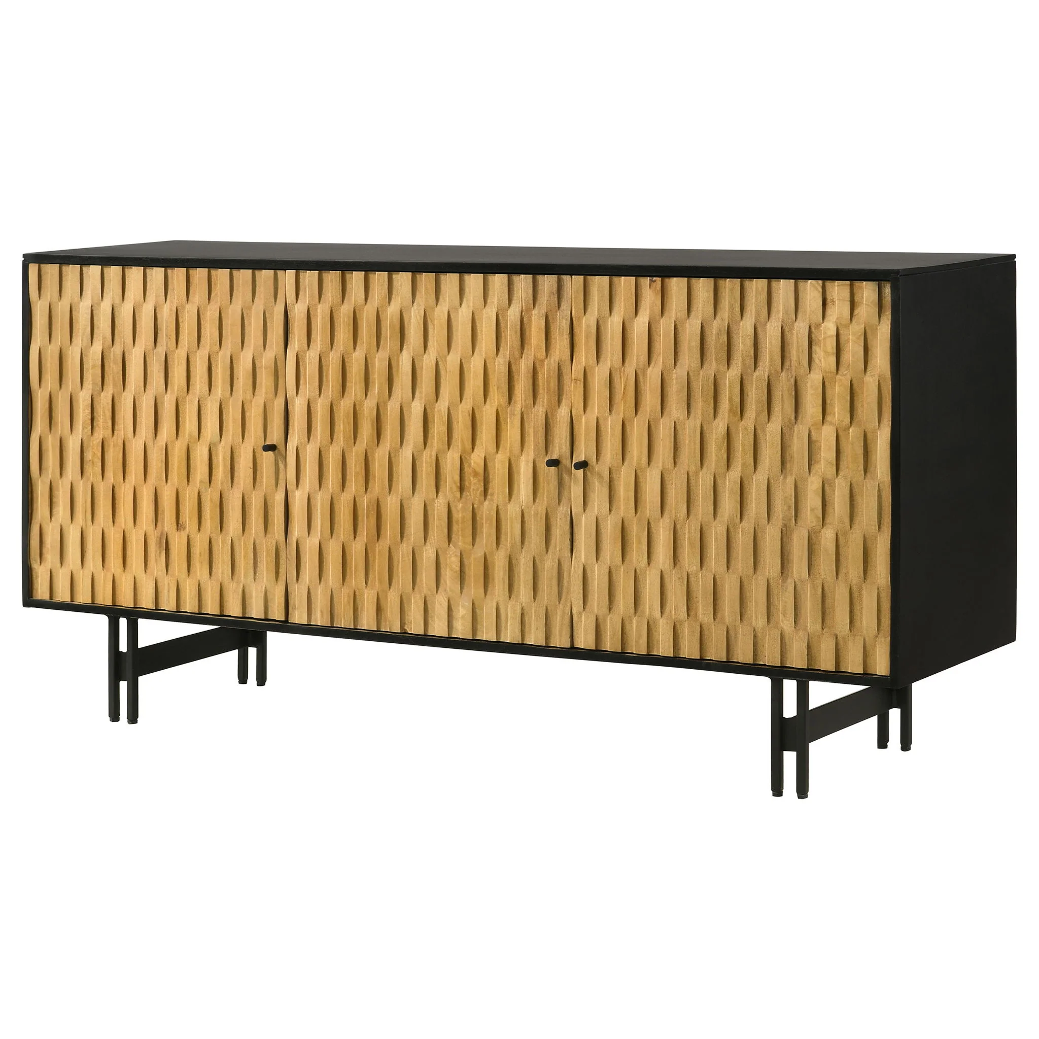 Madrid - 3 Door Accent Cabinet Doors - Natural / Black - Image 2