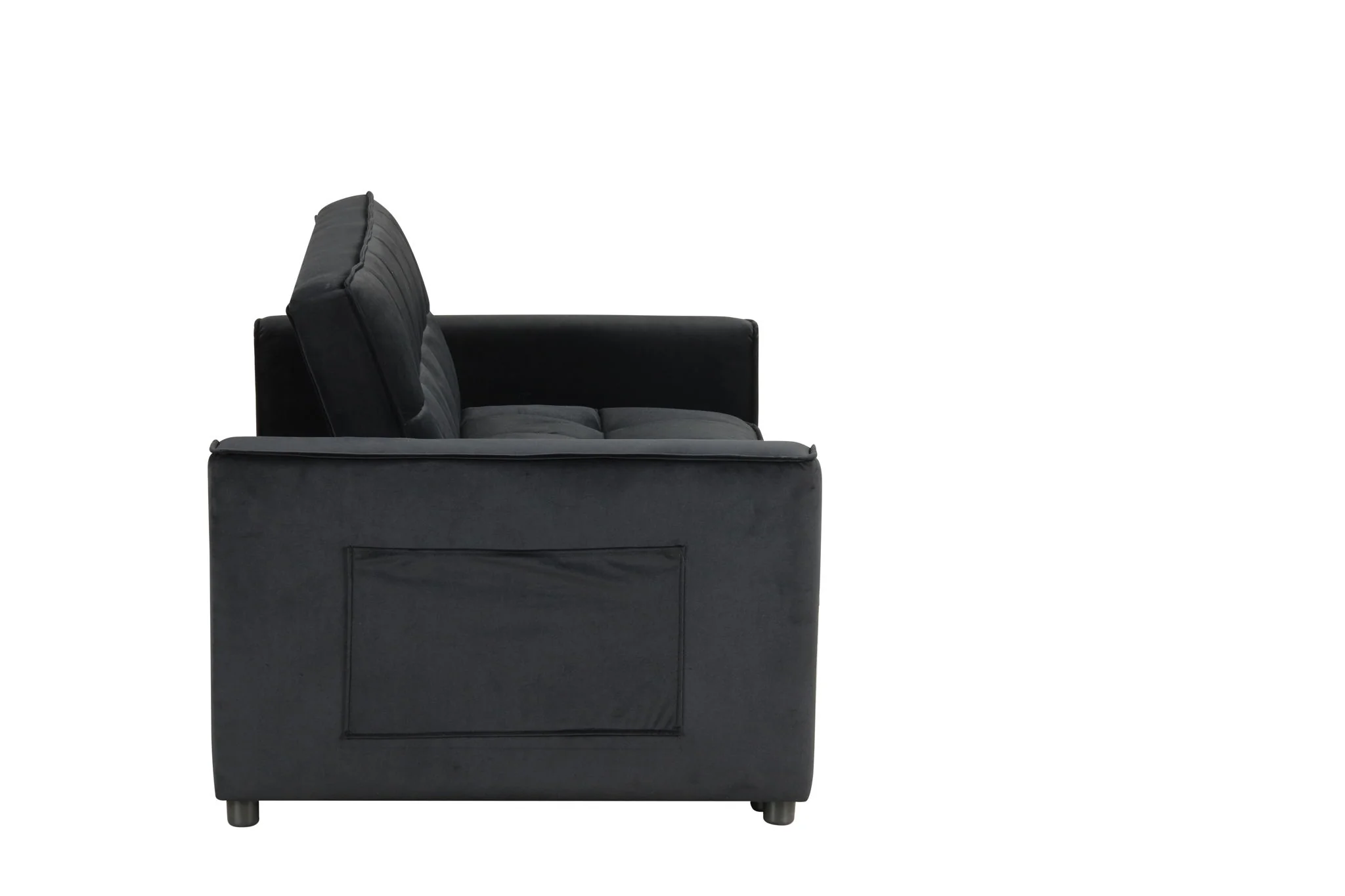 Maeve - Convertible Sleeper Loveseat With Tufting and Side Pocket - Black - Image 4
