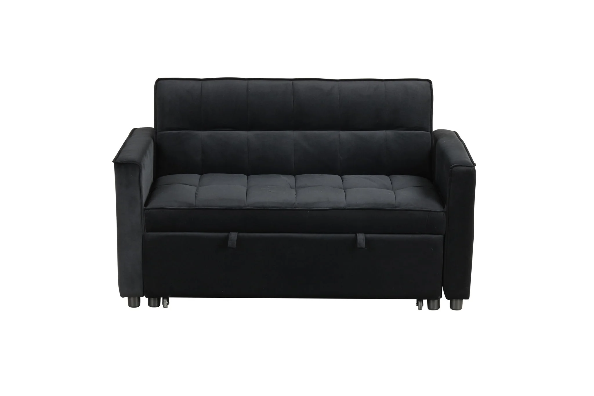 Maeve - Convertible Sleeper Loveseat With Tufting and Side Pocket - Black - Image 7