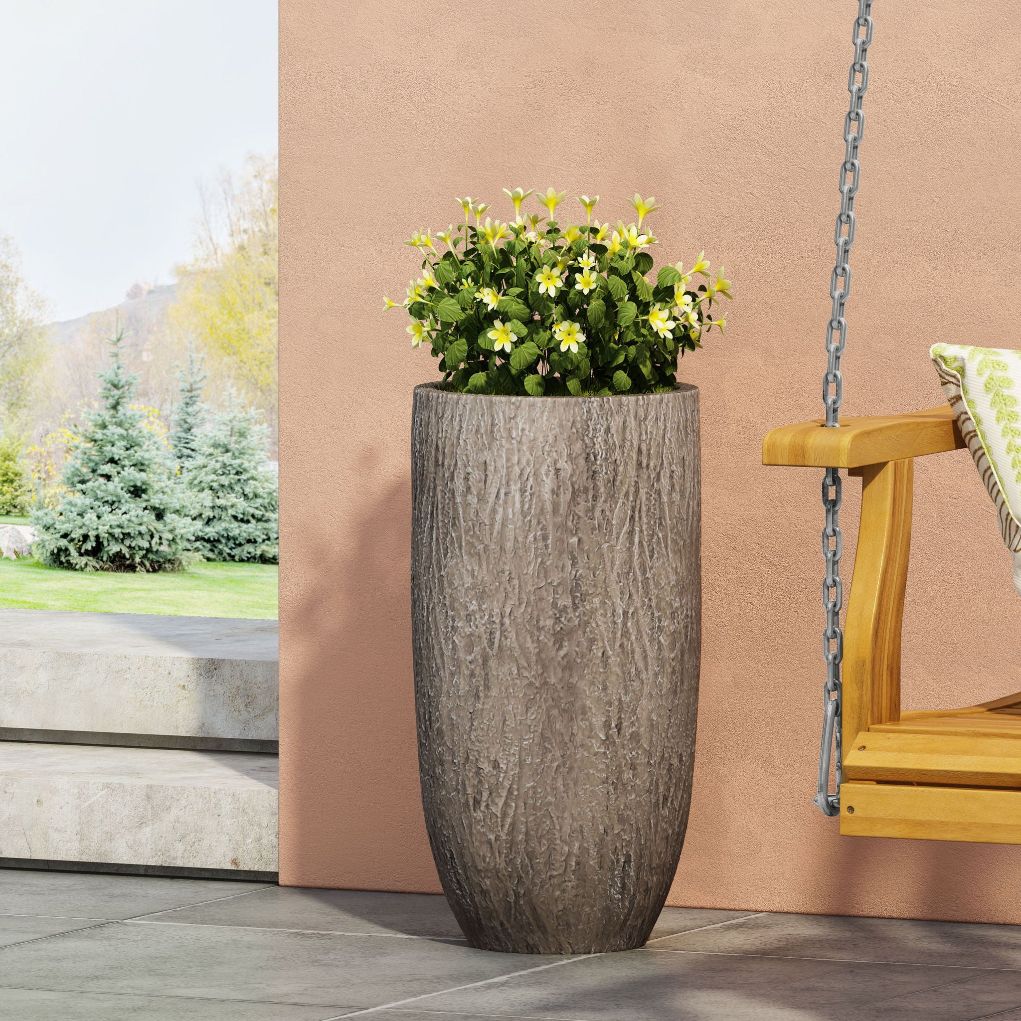 Magnesium Oxide Planter For Outdoor Use - Natural Wood - Image 6