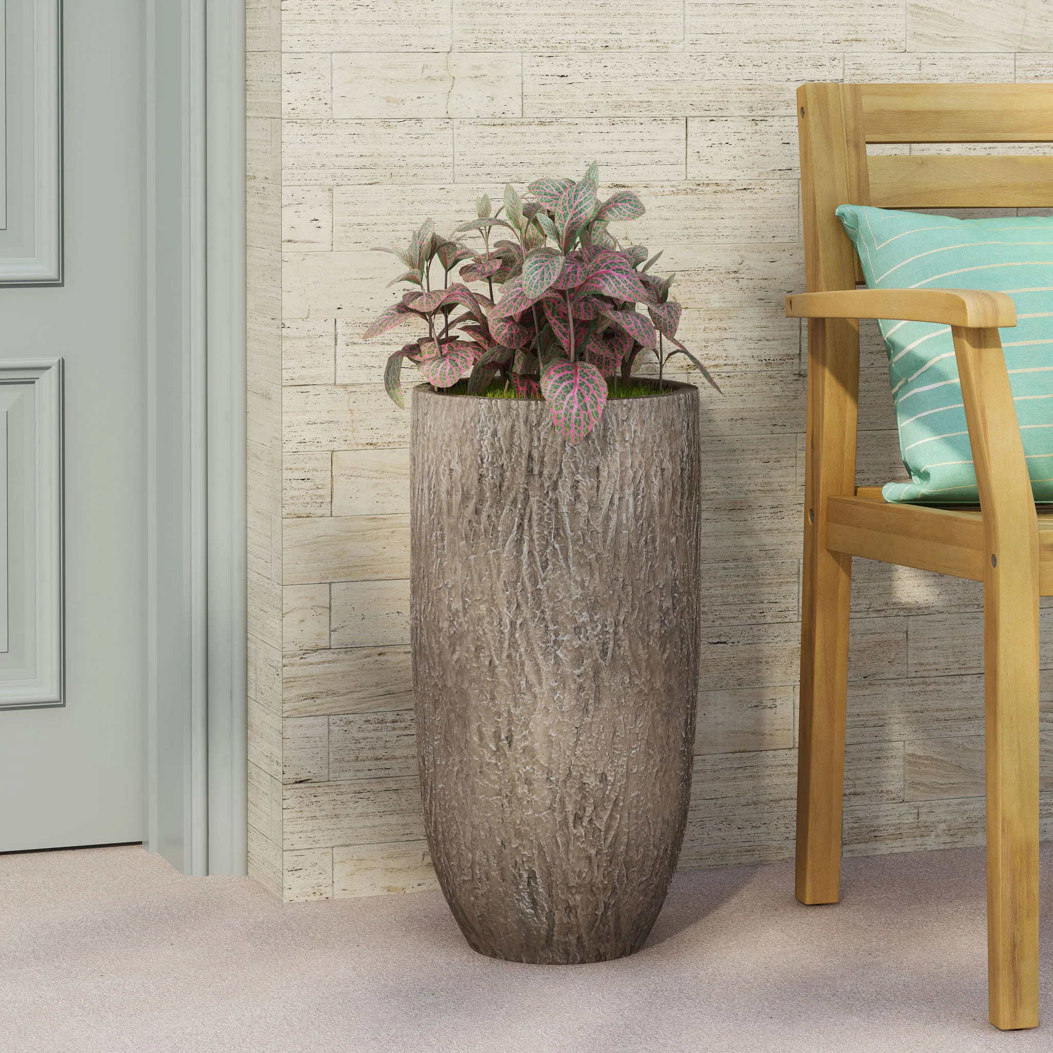 Magnesium Oxide Planter For Outdoor Use - Natural Wood - Image 8