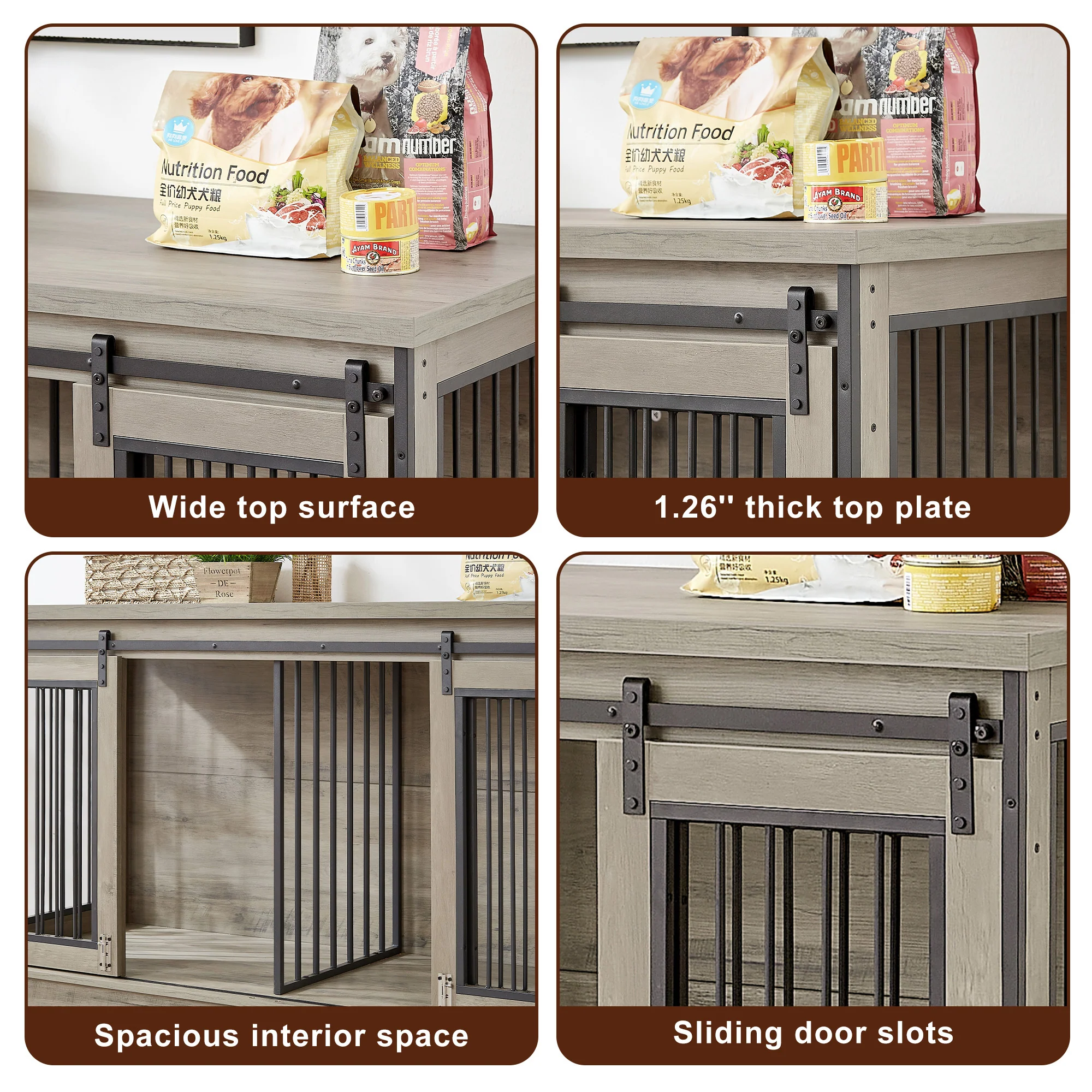 Magnus 61-Inch Dual Dog Crate TV Stand with Sliding Doors and Storage Drawers - Image 11