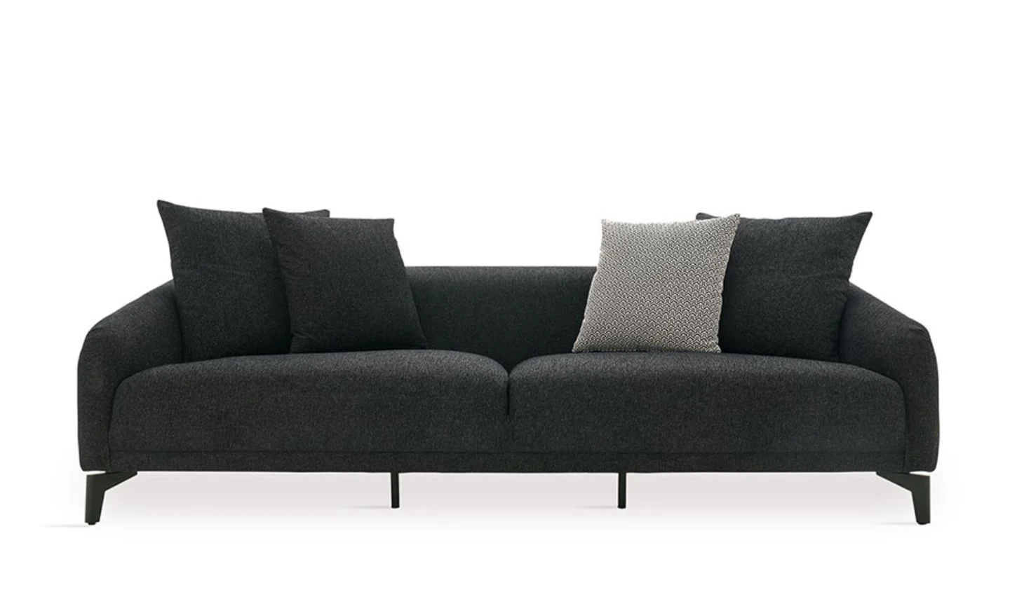 Maison - 3 Seater Sofa - Black - White Comb. - Black Leg