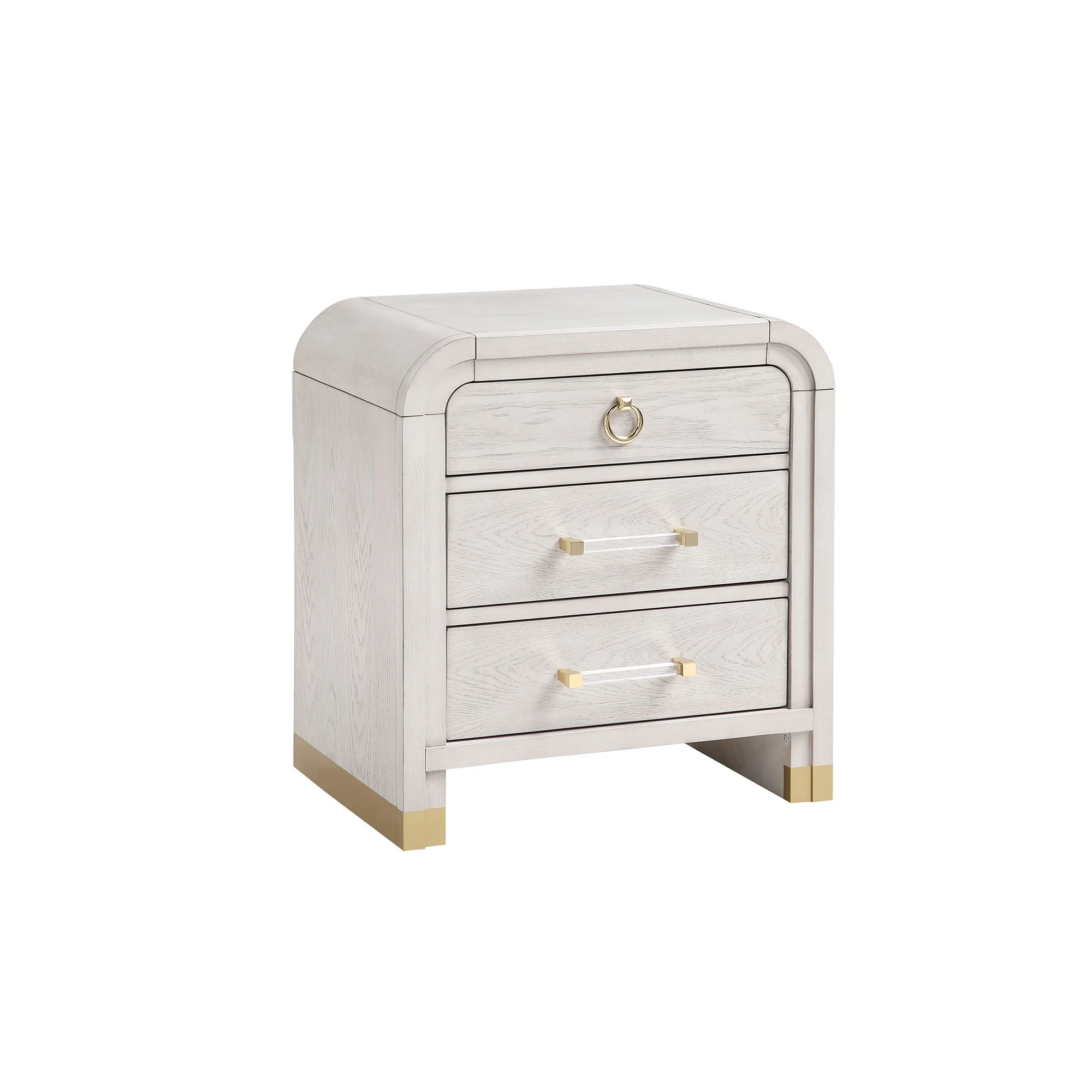 Malco - Nightstand With Spacious Drawer And Gold Metal Fluted Detailing - Black White - Image 5