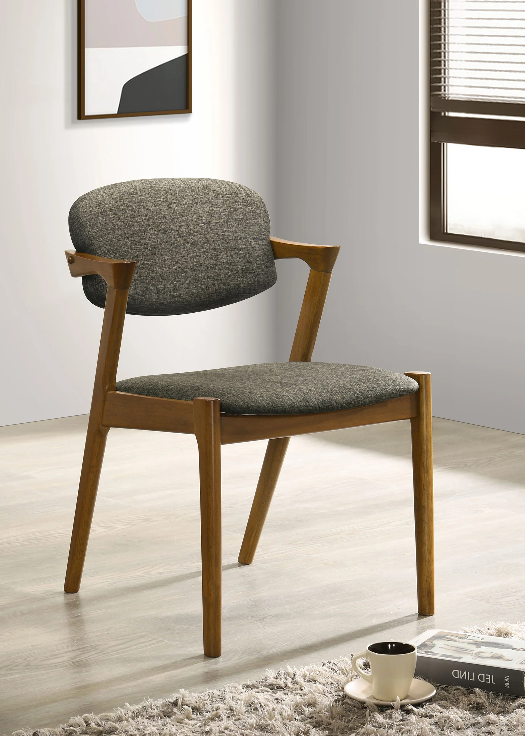 Malone Padded Wood Dining Arm Chair Dark Walnut Set of 2 - Image 4