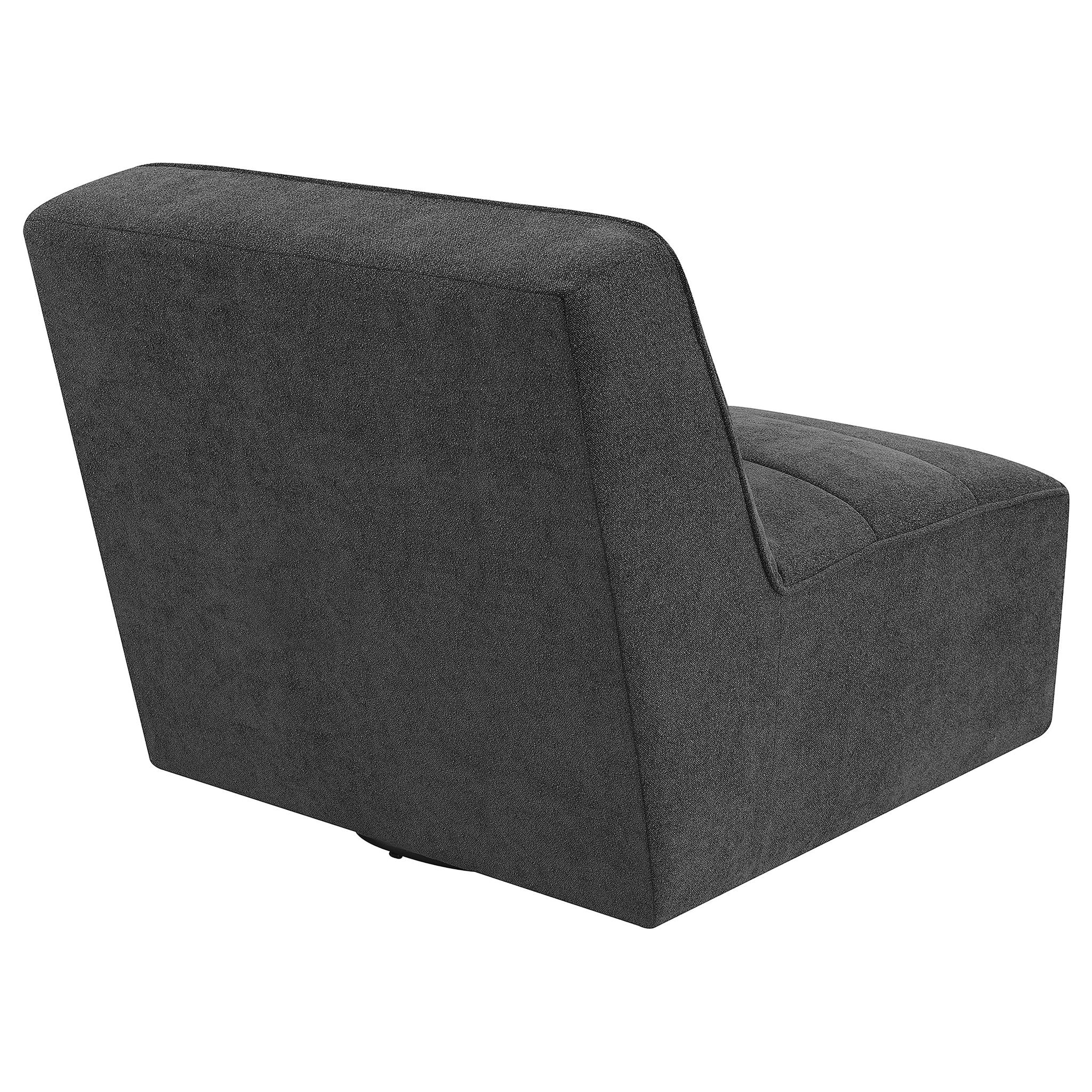 Manhattan - Swivel Tufted Chair Armless Accent Chair, 360 Degree Swivel Base - Charcoal - Image 5