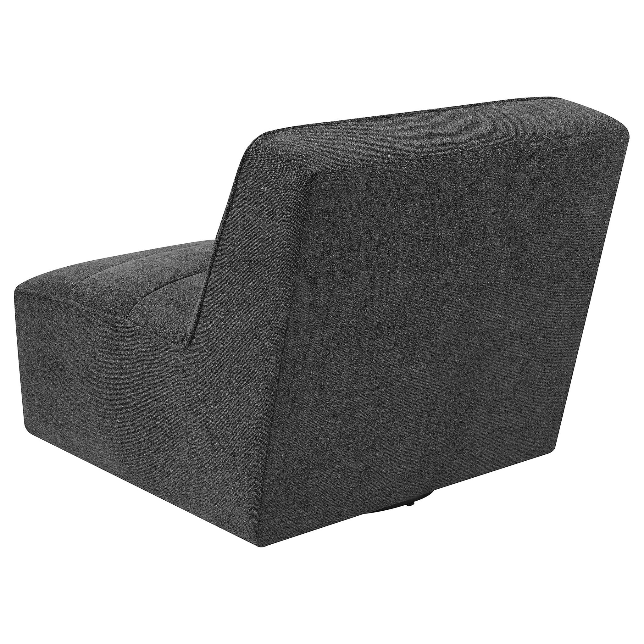Manhattan - Swivel Tufted Chair Armless Accent Chair, 360 Degree Swivel Base - Charcoal - Image 6