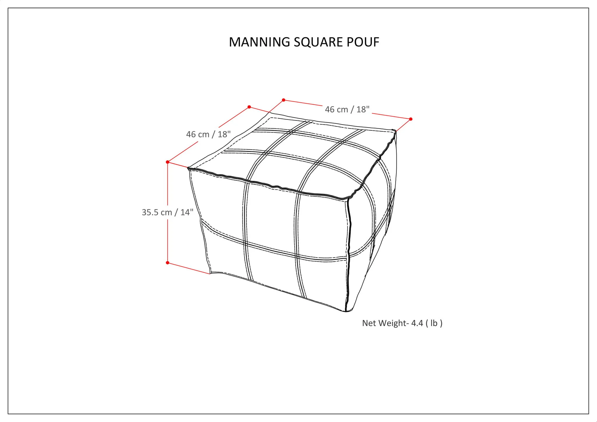 Manning - Square Pouf - Teal - Image 6