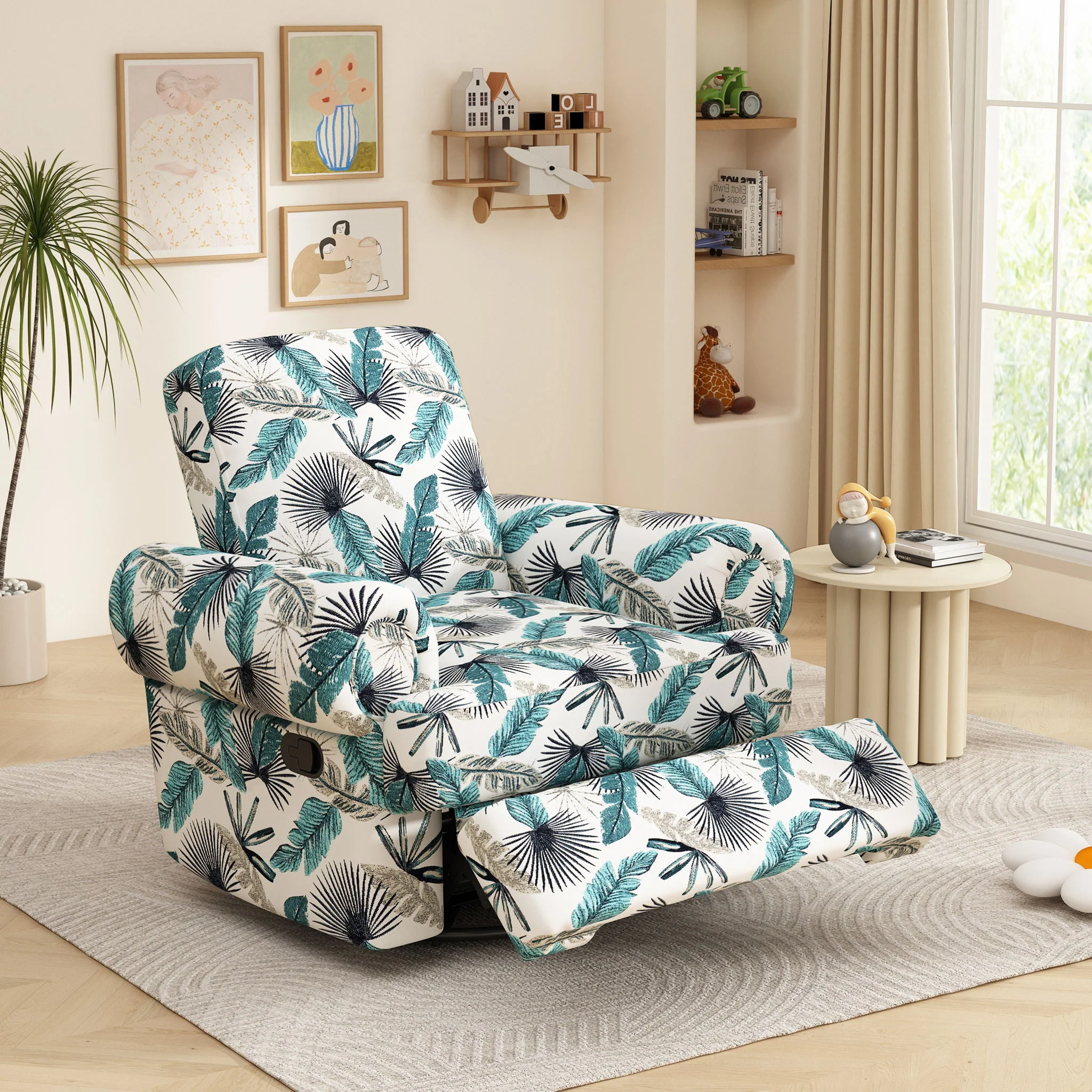 Manual Swivel Recliner Rocker Chair With Adjustable Backrest - Image 18