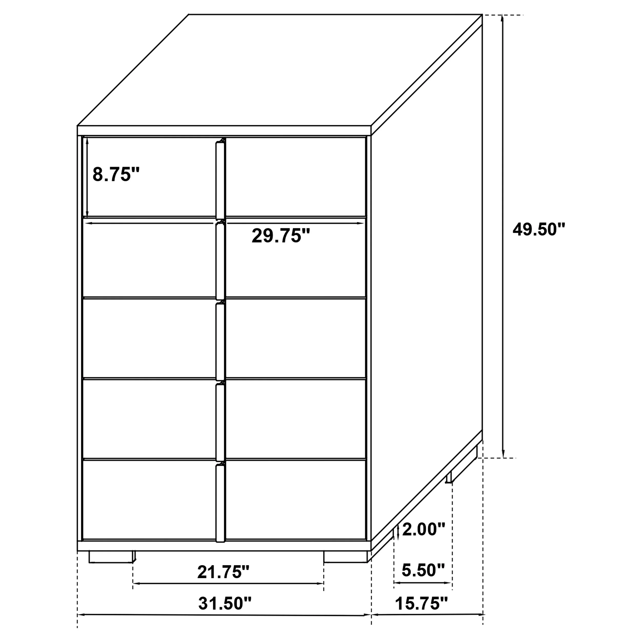 Marceline 5-Drawer Bedroom Chest, Black - Image 11