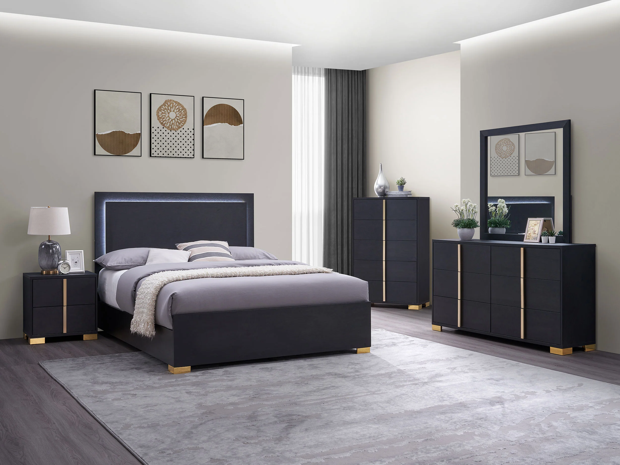 Marceline 5-Drawer Bedroom Chest, Black - Image 12
