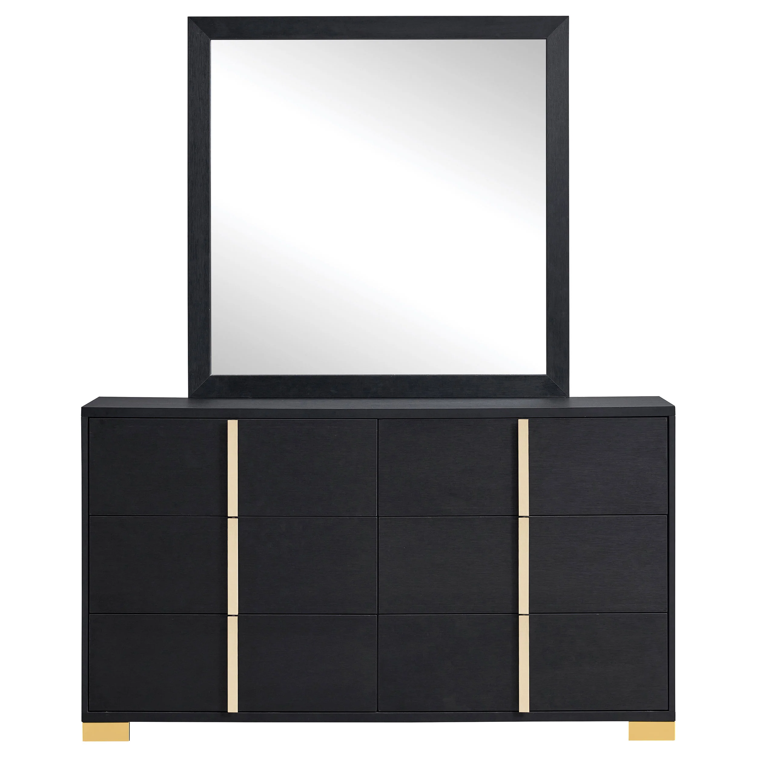 Marceline 6-Drawer Dresser with Mirror in Black - Image 2