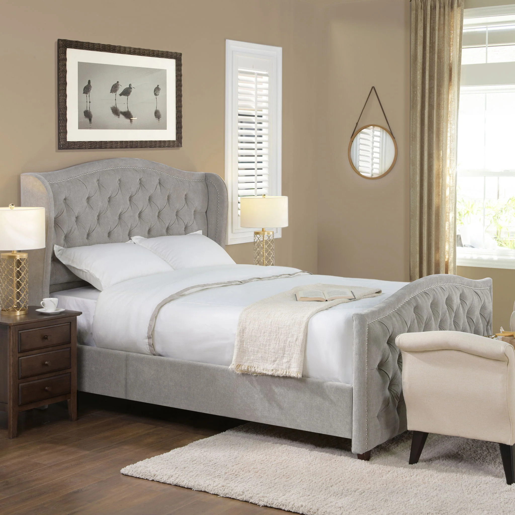 Marcella - Upholstered Shelter Headboard Bed Set - Image 45