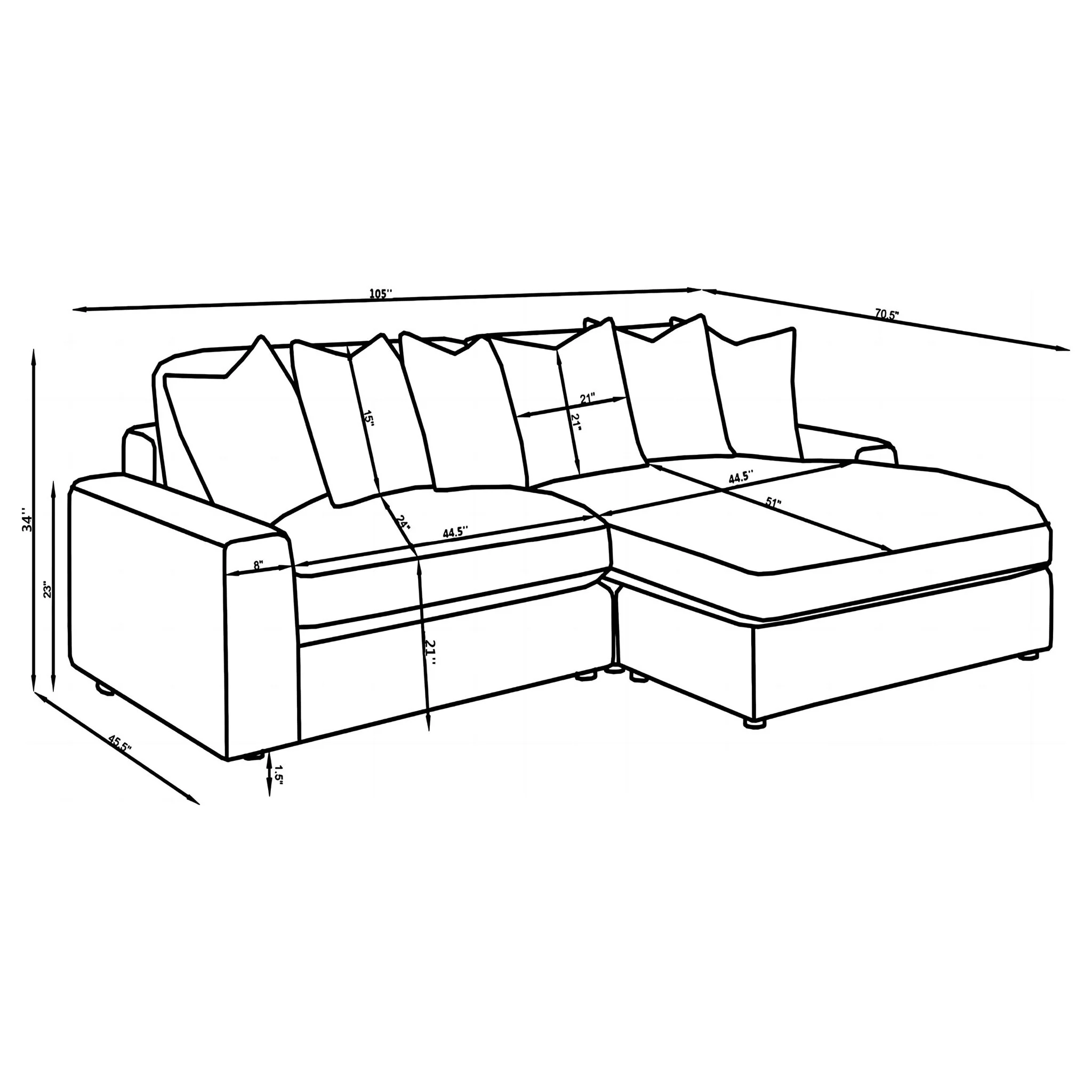 Marcus - Fog Track Arms Reversible Sectional With Pillows - Fog - Image 9