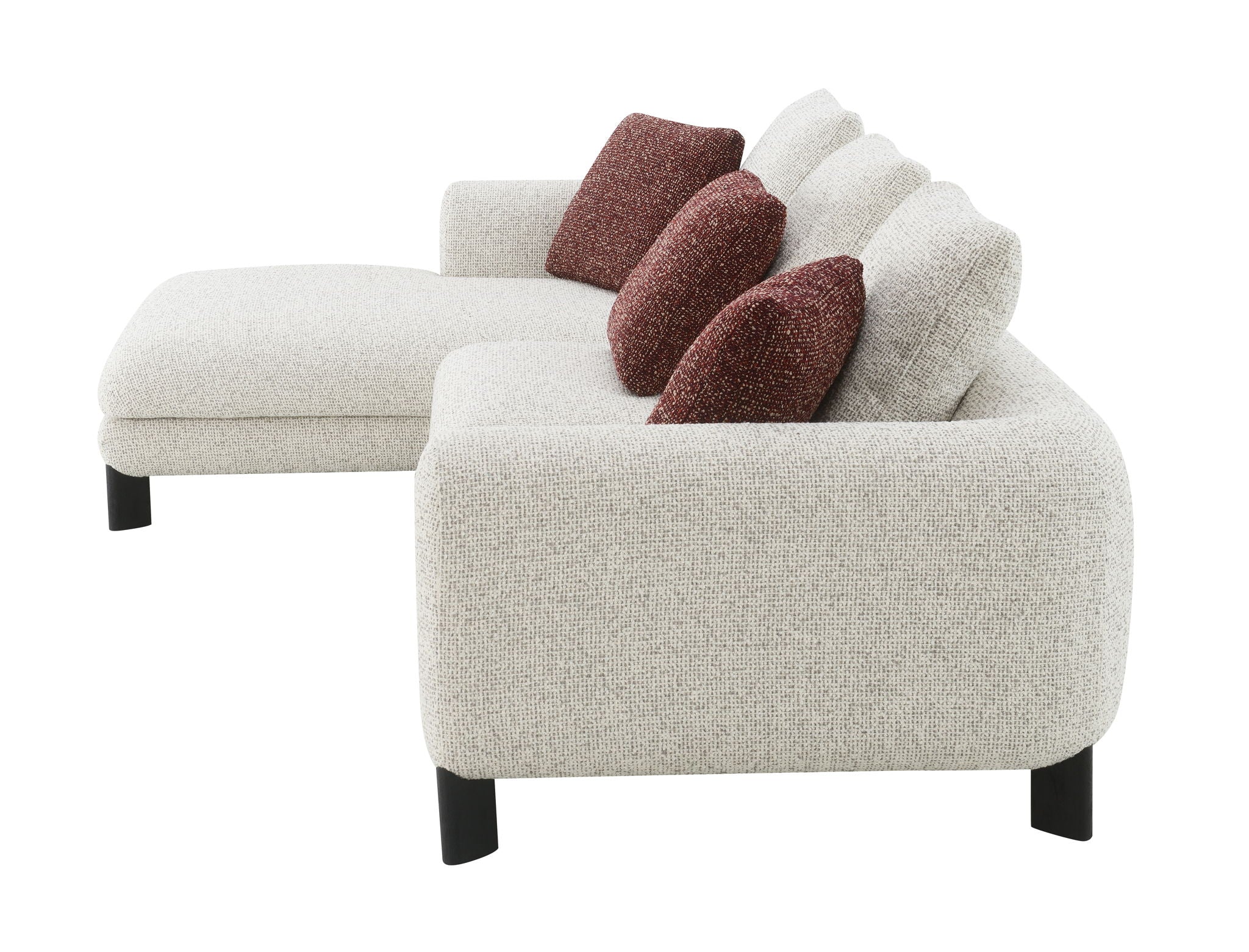Mardi - Tweed Sectional Sofa With 3 Pillows - Maroon / Beige - Image 3