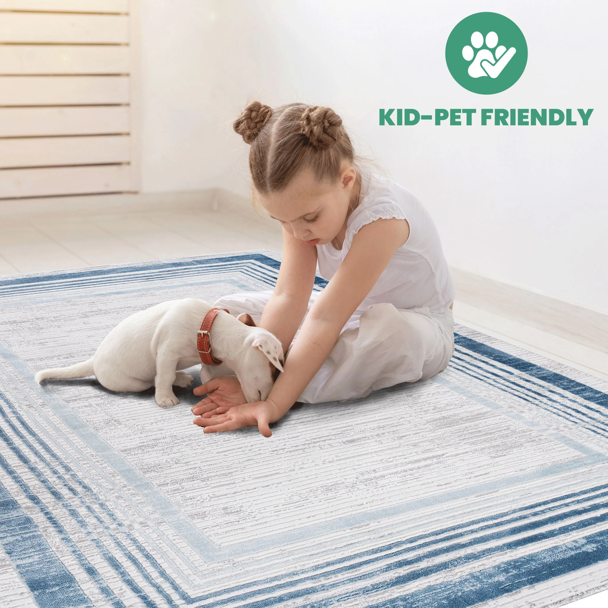 Marfi - 6' X 9' Bordered Area Rug - Blue / Ivory - Image 6