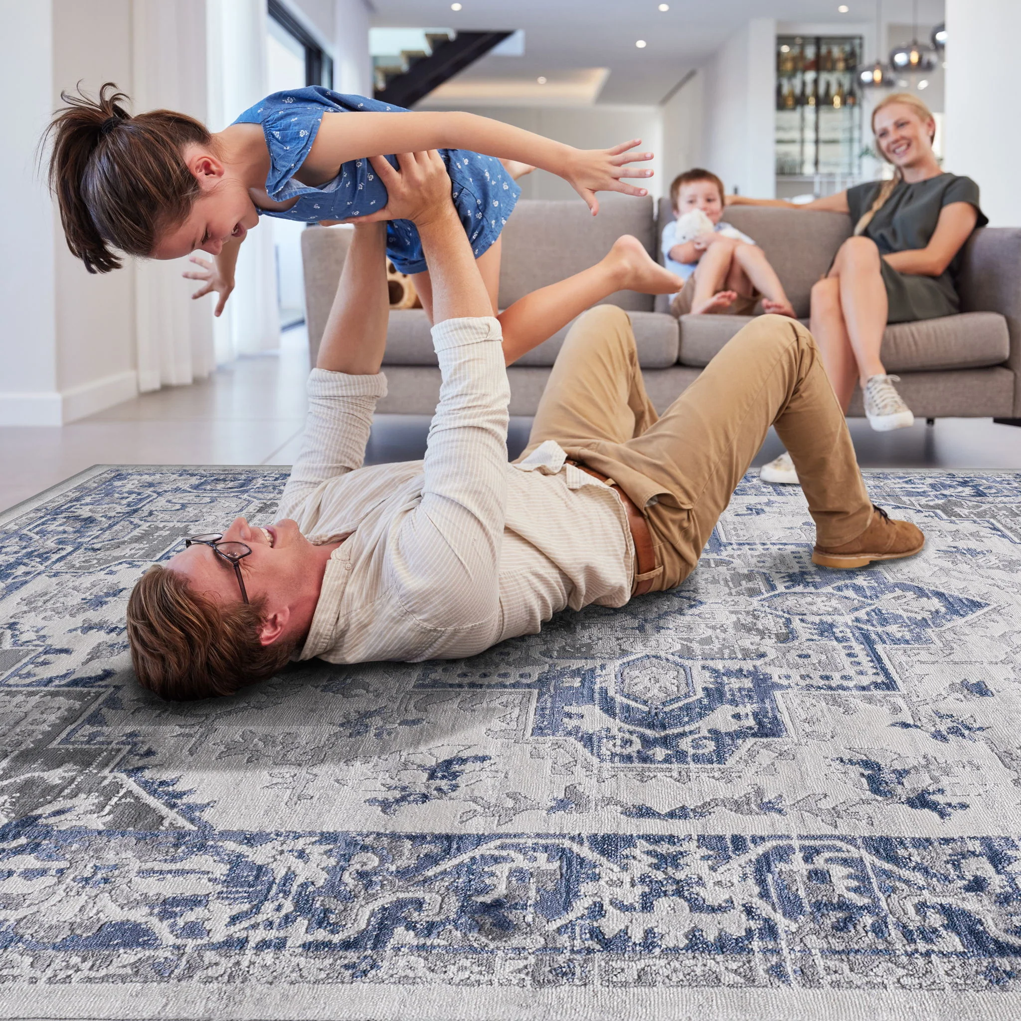 Marfi - 6' X 9' Oriental Area Rug - Blue / Gray - Image 7