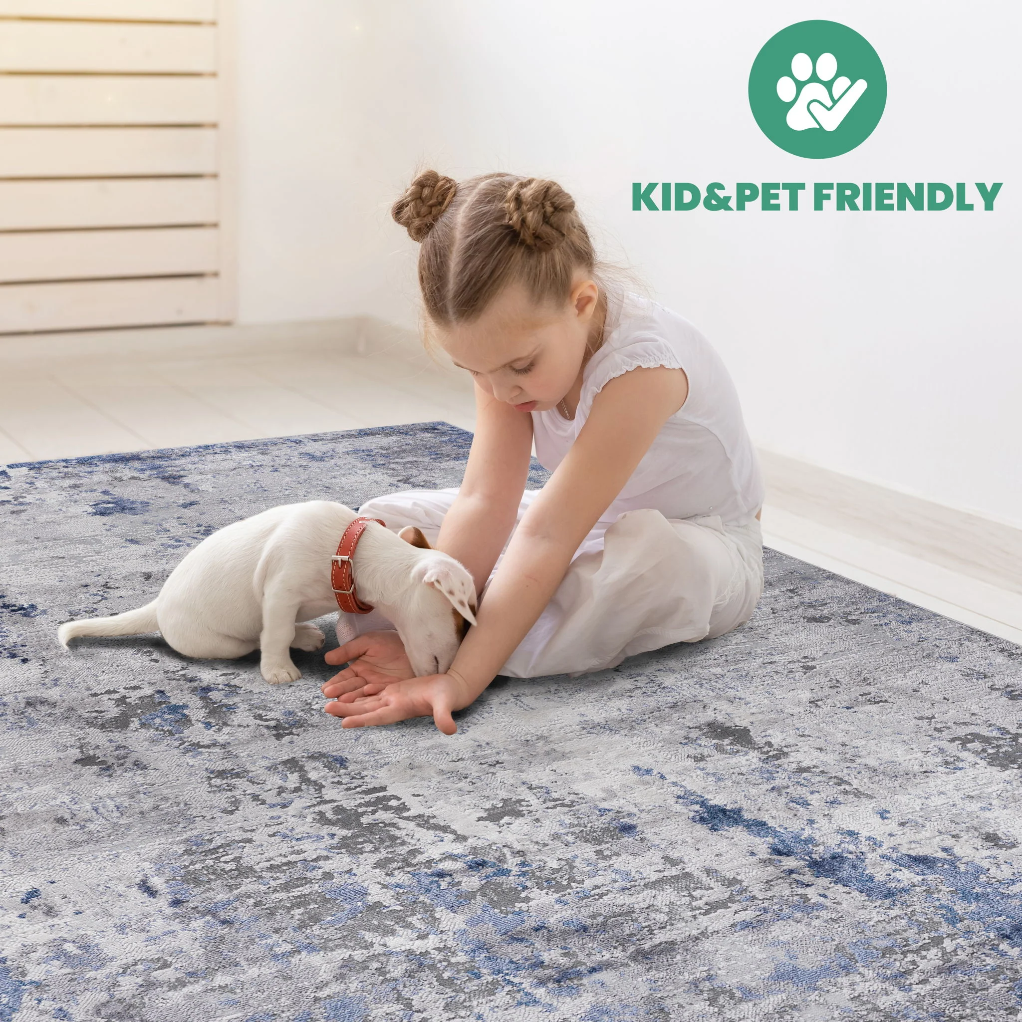 Marfi - 8' X 10' Abstract Area Rug - Silver / Blue - Image 7