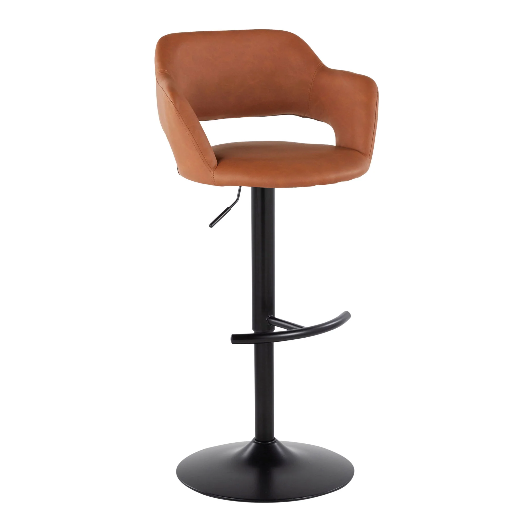Margarite - Contemporary Adjustable Barstool With Swivel With Rounded T Footrest (Set of 2) - Image 5