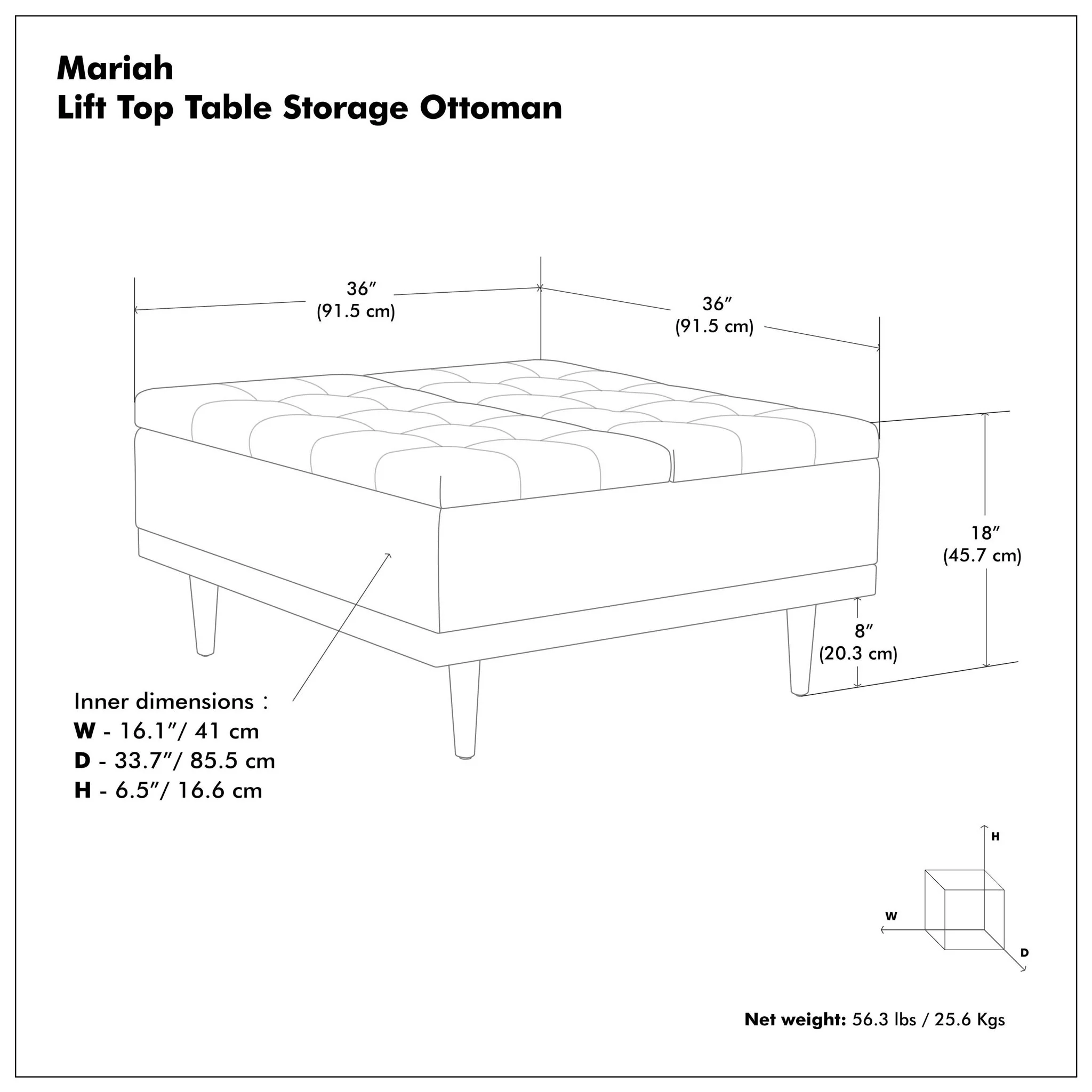 Mariah - Upholstered Lift Top Table Storage Ottoman - Image 11