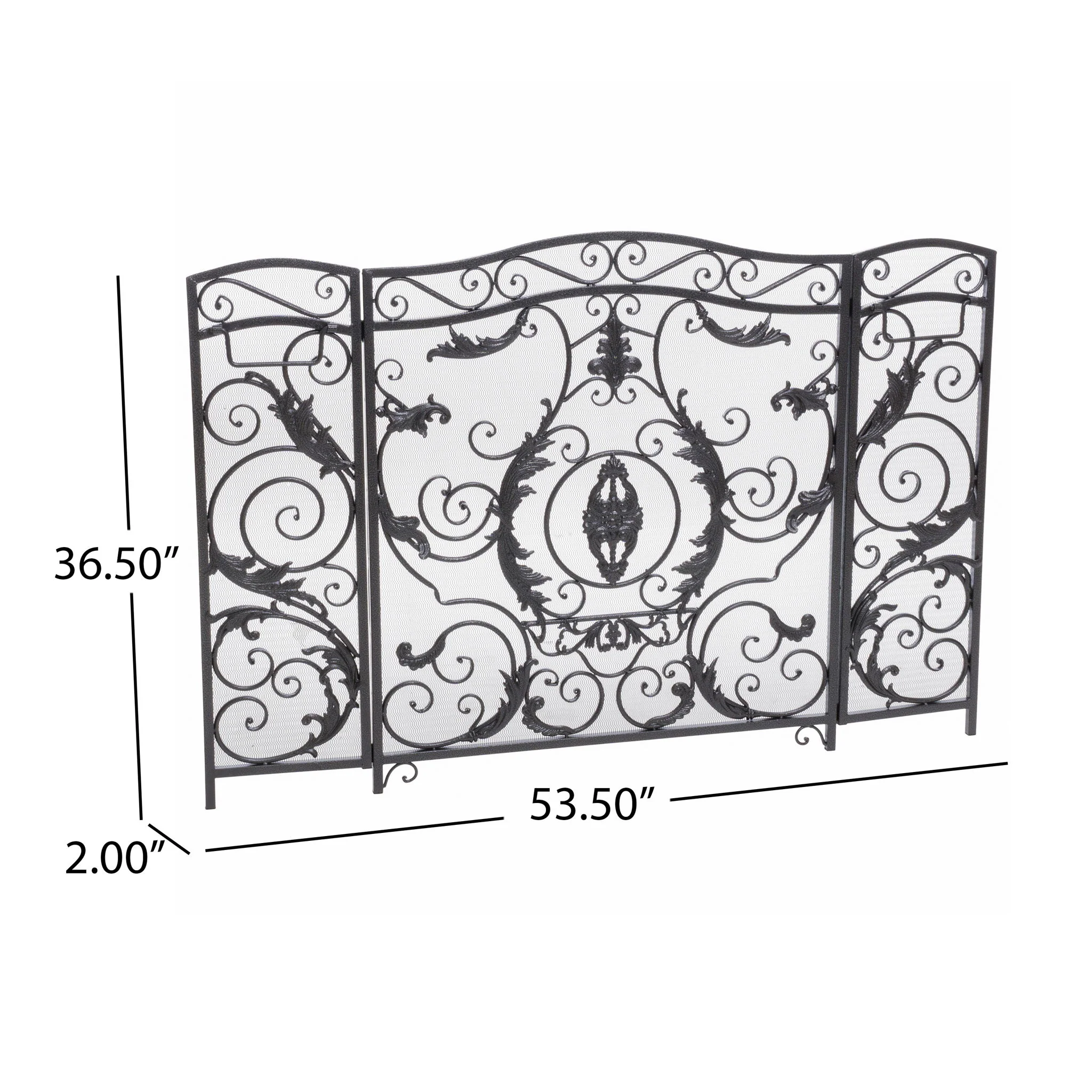 Mariella - Traditional Floral Iron Fireplace Screen With Ornate Design - Image 15
