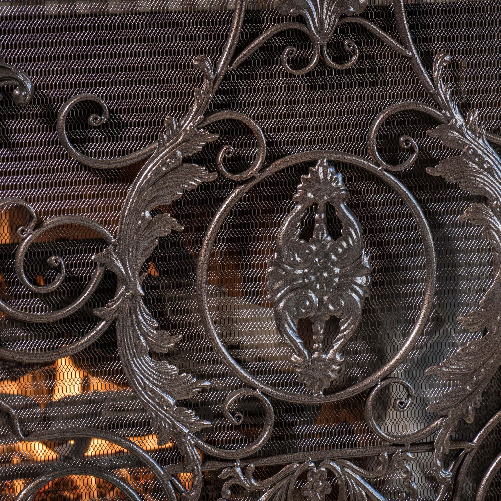Mariella - Traditional Floral Iron Fireplace Screen With Ornate Design - Image 5