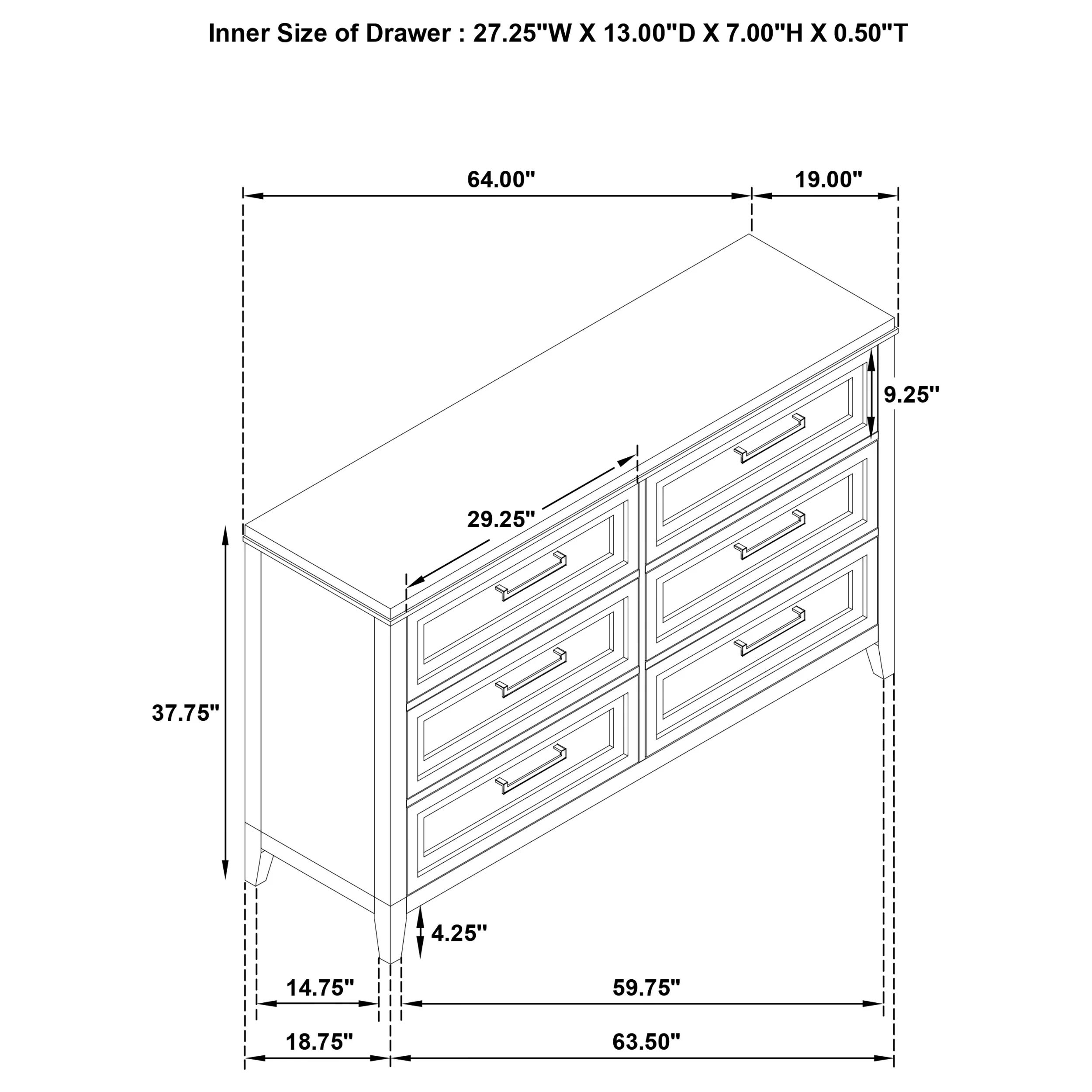 Marielle 6-Drawer Bedroom Dresser Distressed White - Image 11