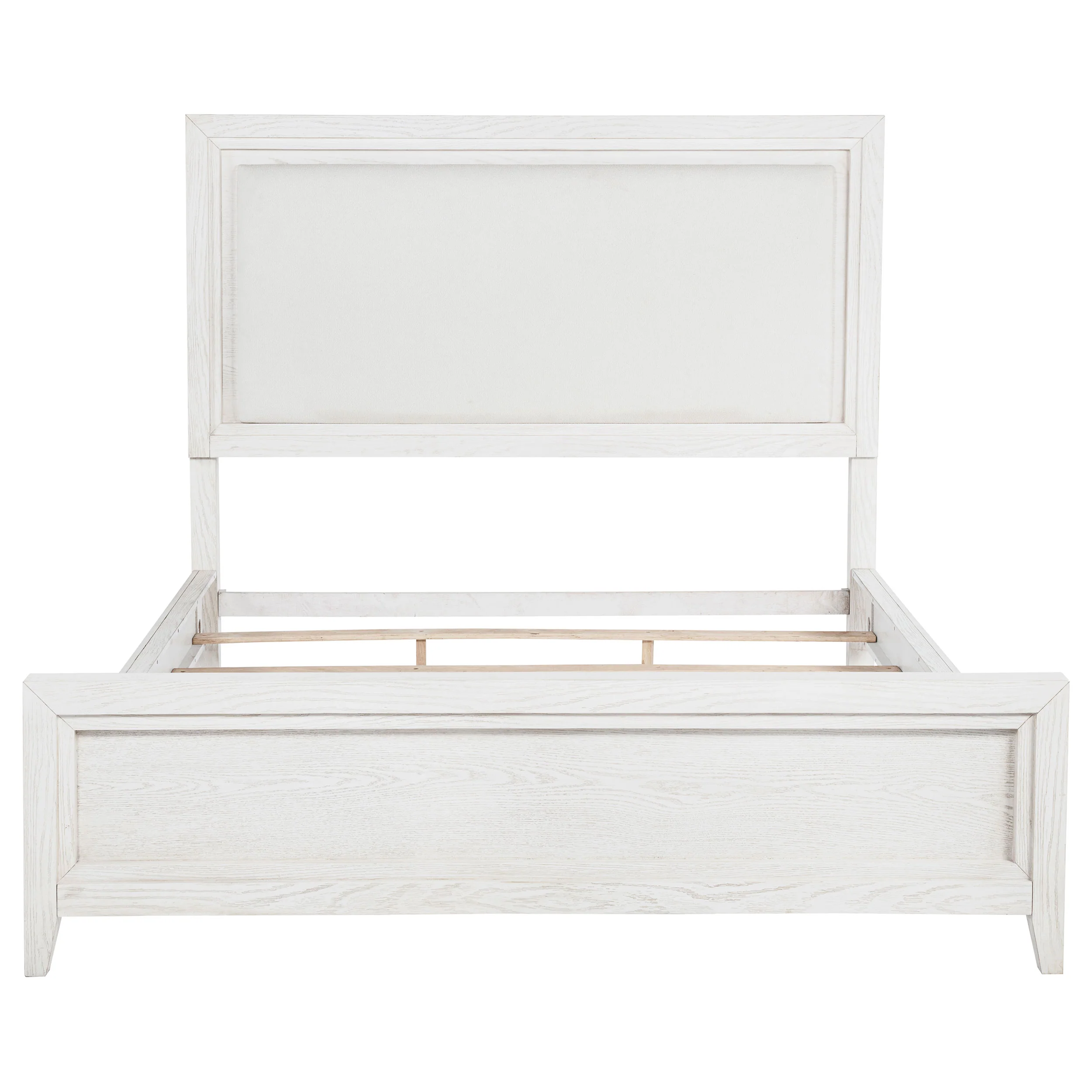 Marielle California King Panel Upholstered Bed in Distressed White - Image 2