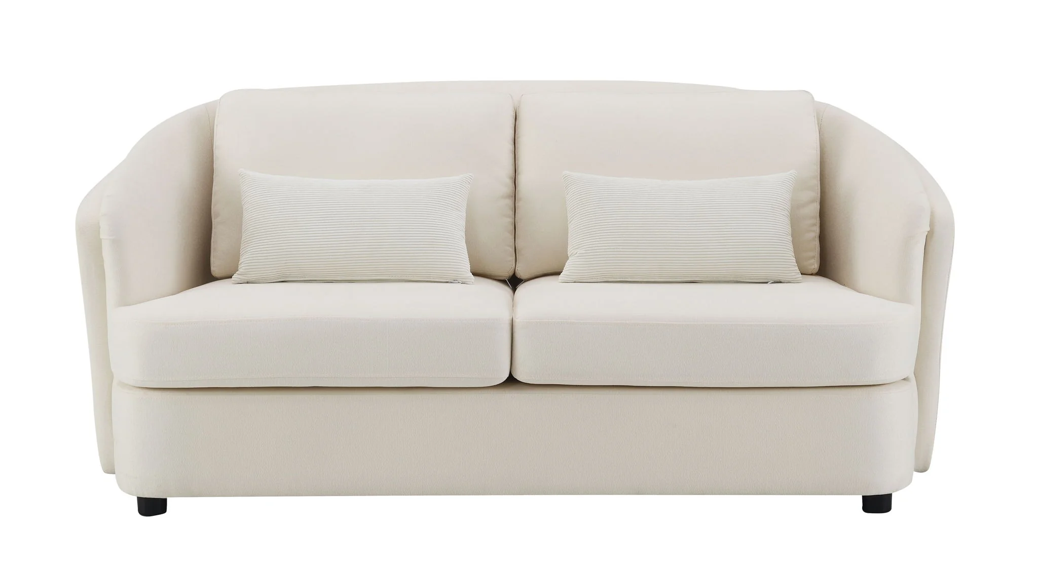 Mariko - Linen Loveseat With 2 Toss Pillows - Beige - Image 5