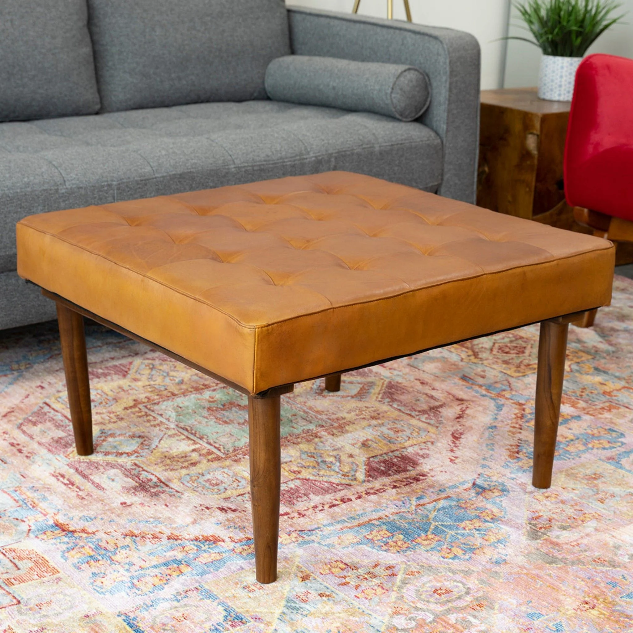 Mark - Tufted Square Genuine Upholstered Ottoman - Image 7