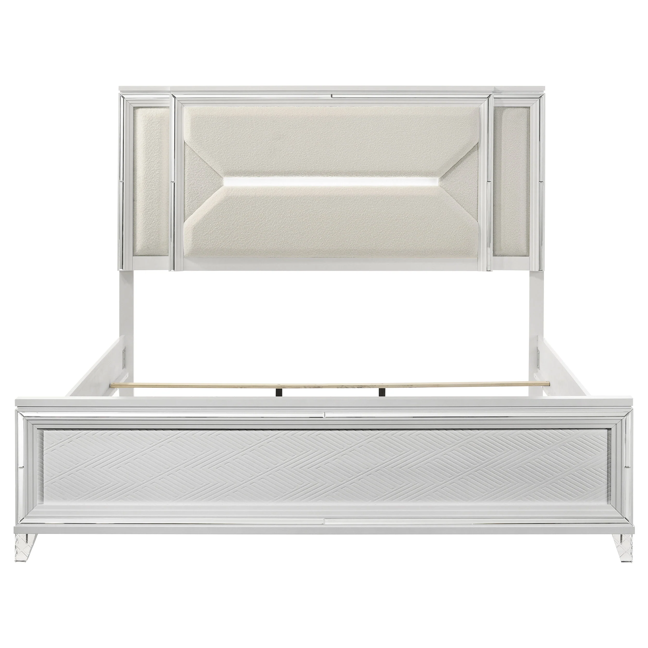 Marmore 64-inch Eastern King Panel Bed LED Headboard White - Image 5