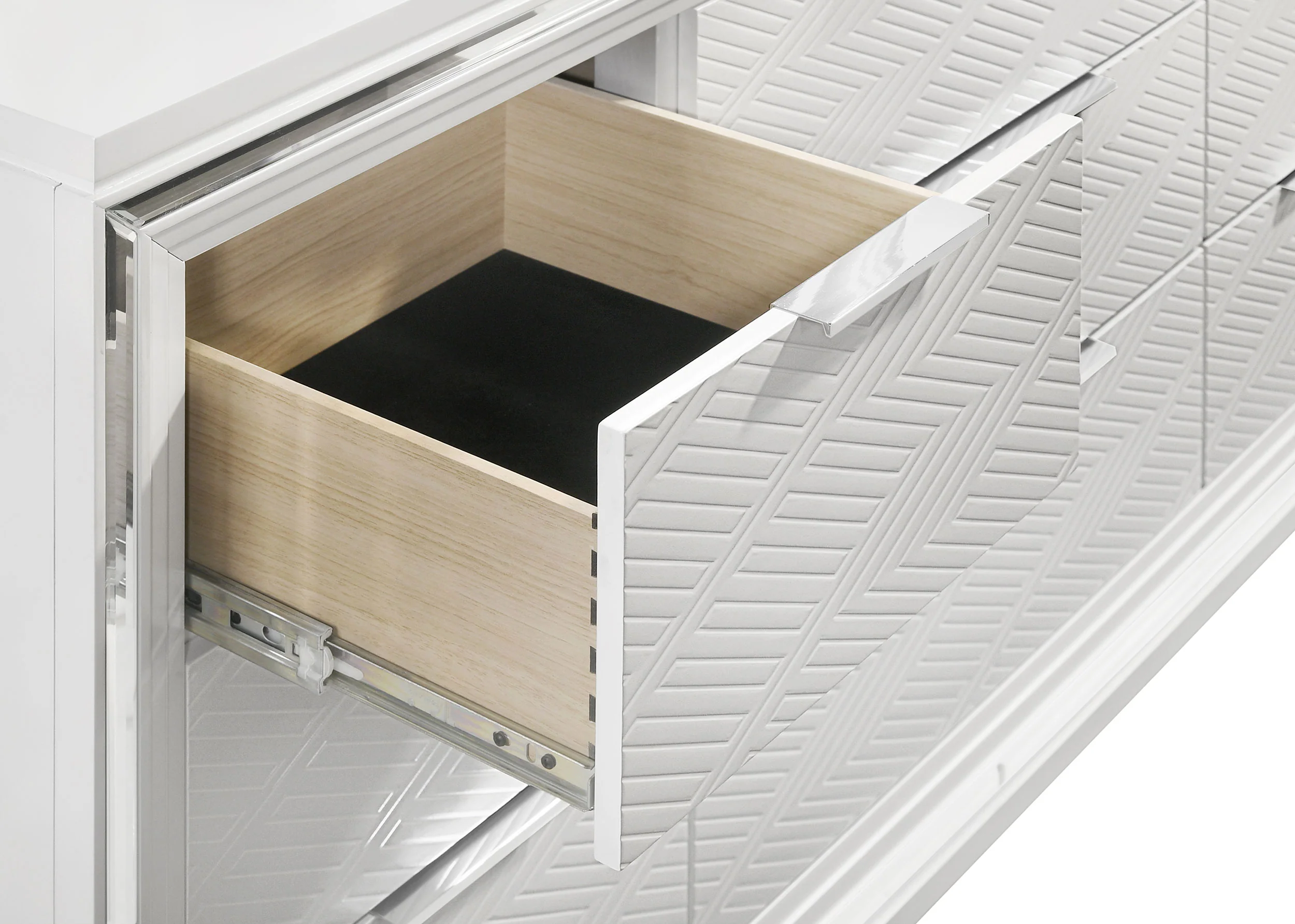 Marmore 9-Drawer White Dresser with LED Mirror - Image 9