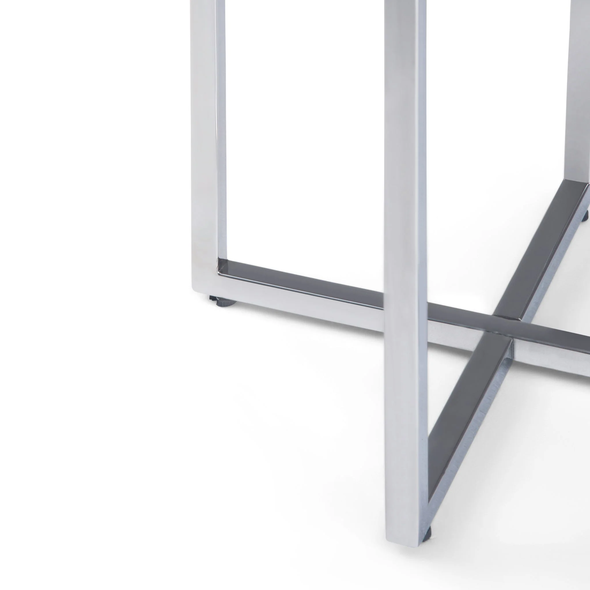 Marsden - Side Table With Polished Base - White / Silver - Image 4